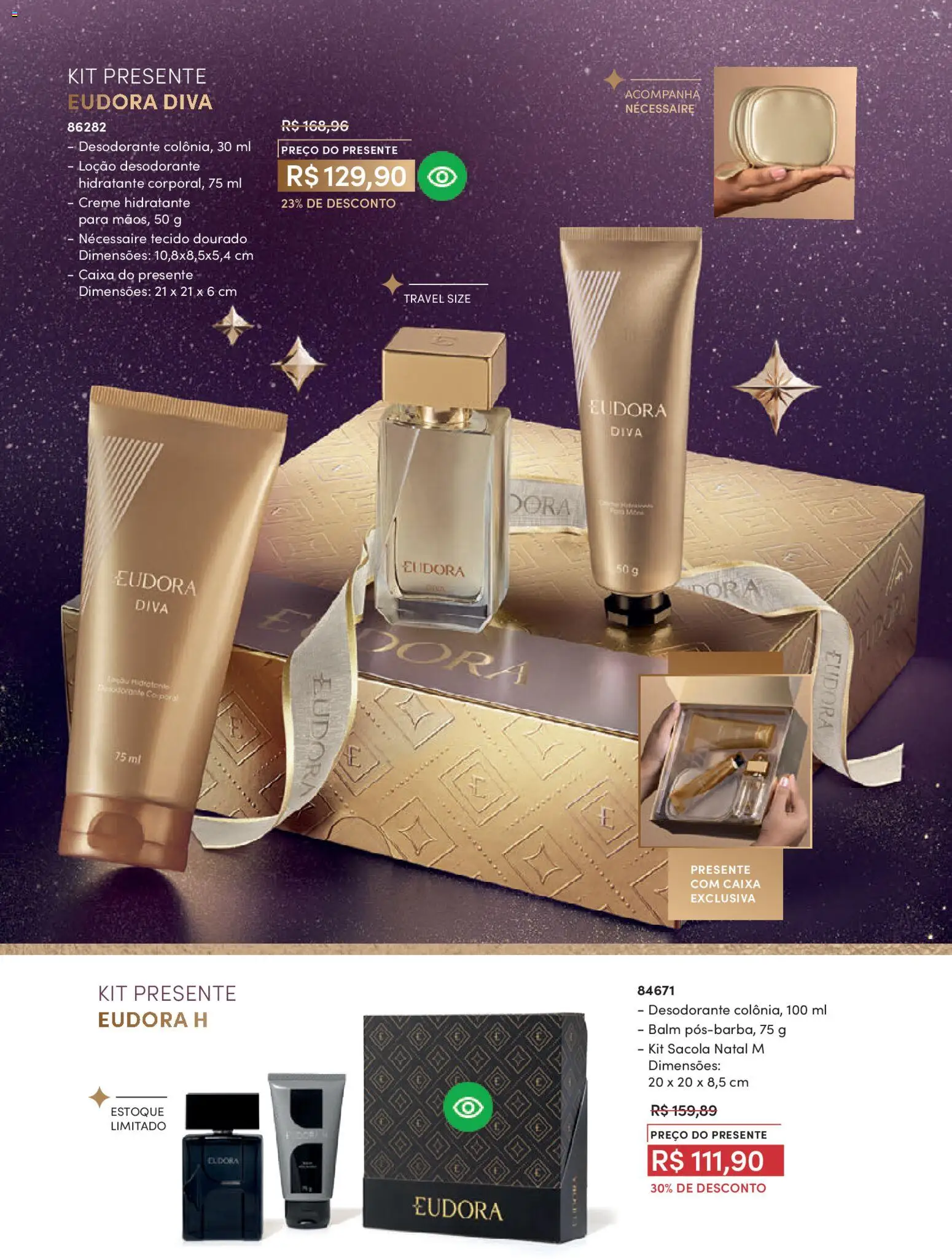 Eudora Folheto - válido de 29.10.2025 | Página: 40 | Produtos: Desodorante, Necessaire, Tecido, Creme