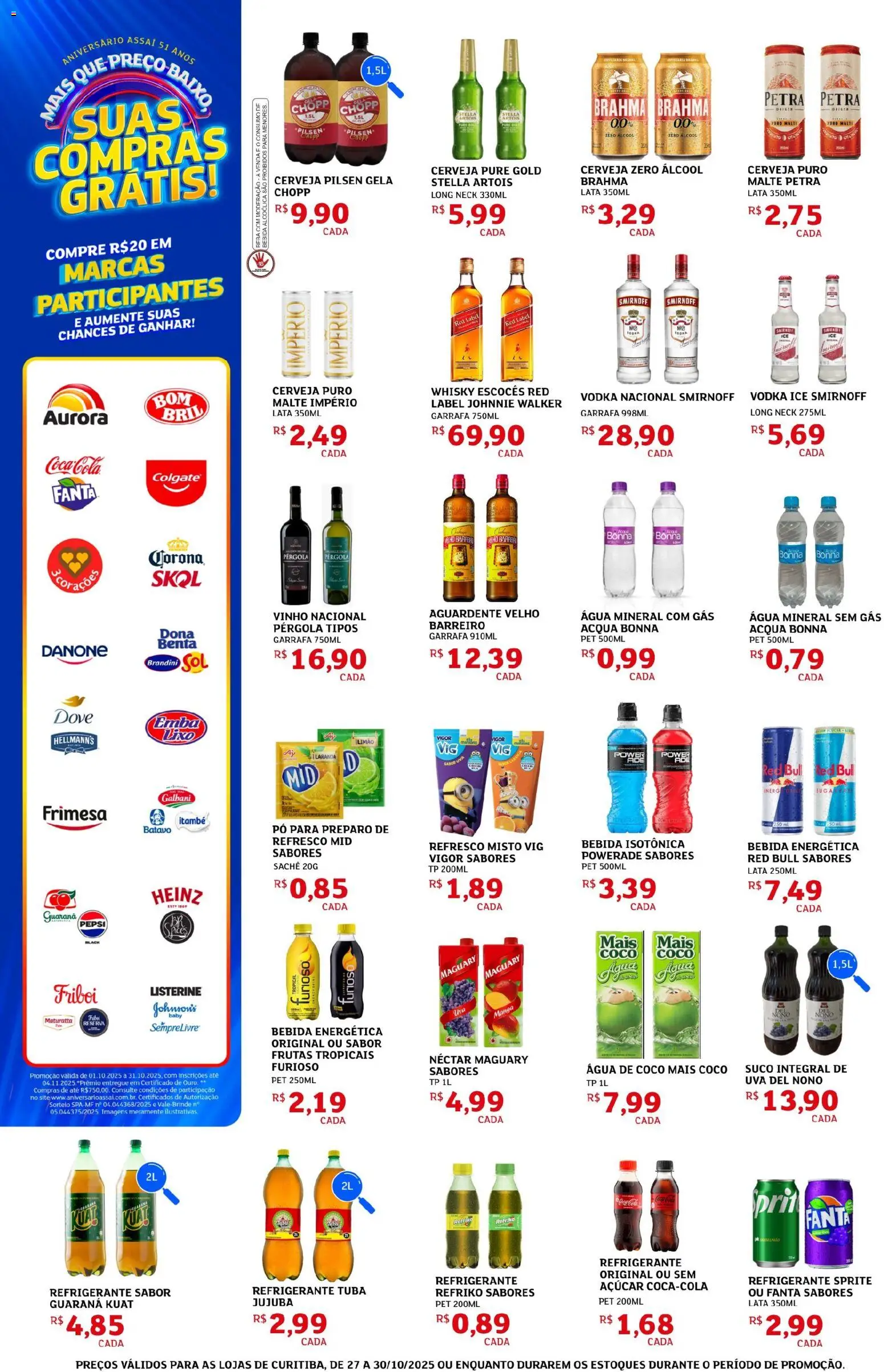 Assaí Atacadista Folheto - válido de 27.10.2025 | Página: 6 | Produtos: Refresco, Whisky, Açúcar, Dove
