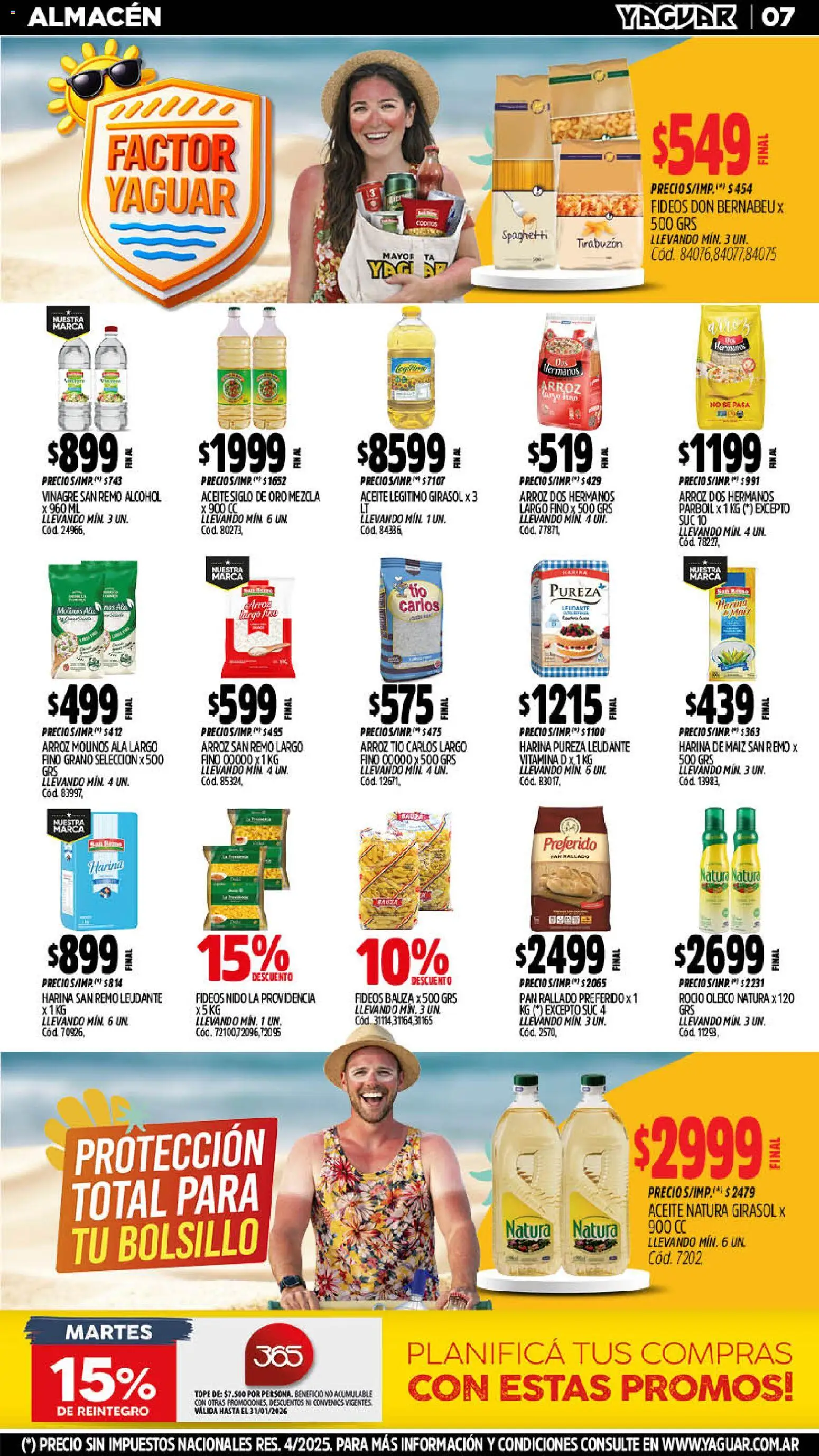 Yaguar - Oferta Semanal Mendoza │ válido desde el 19.01.2026 | Página: 7 | Productos: Harina, Aceite, Maiz, Pan