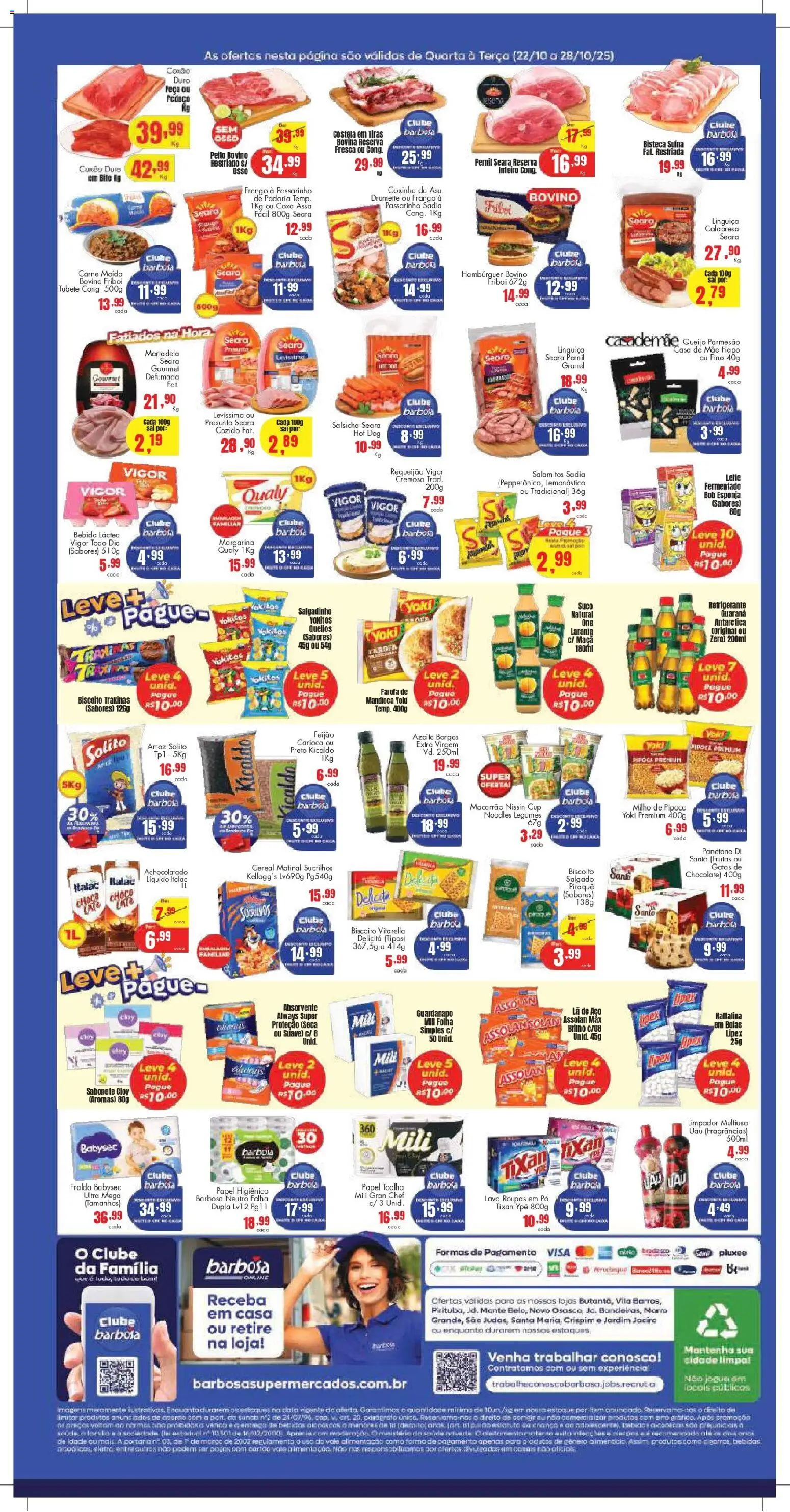 Barbosa Supermercados Folheto - válido de 22.10.2025 | Página: 2 | Produtos: Presunto, Macarrão, Queijo parmesão, Absorvente