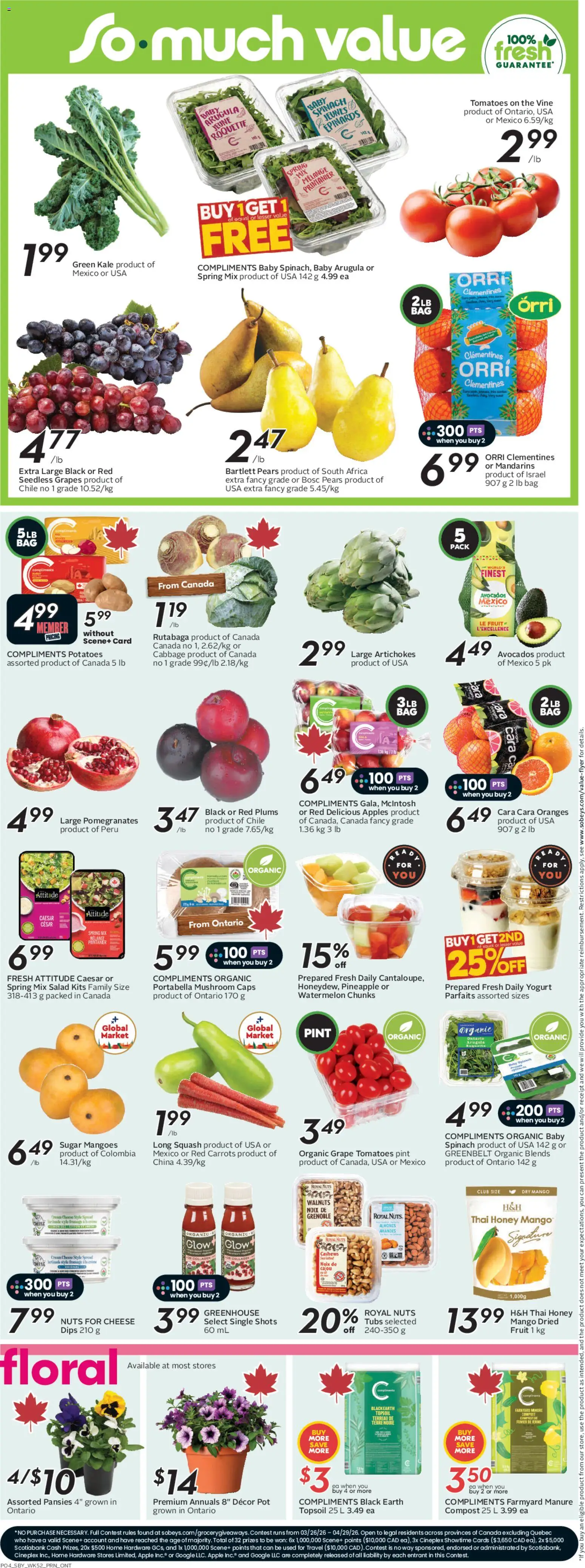 Sobeys flyer valid from 23.04.2026 | Page: 7 | Products: Nuts, Cream, Potatoes, Yogurt