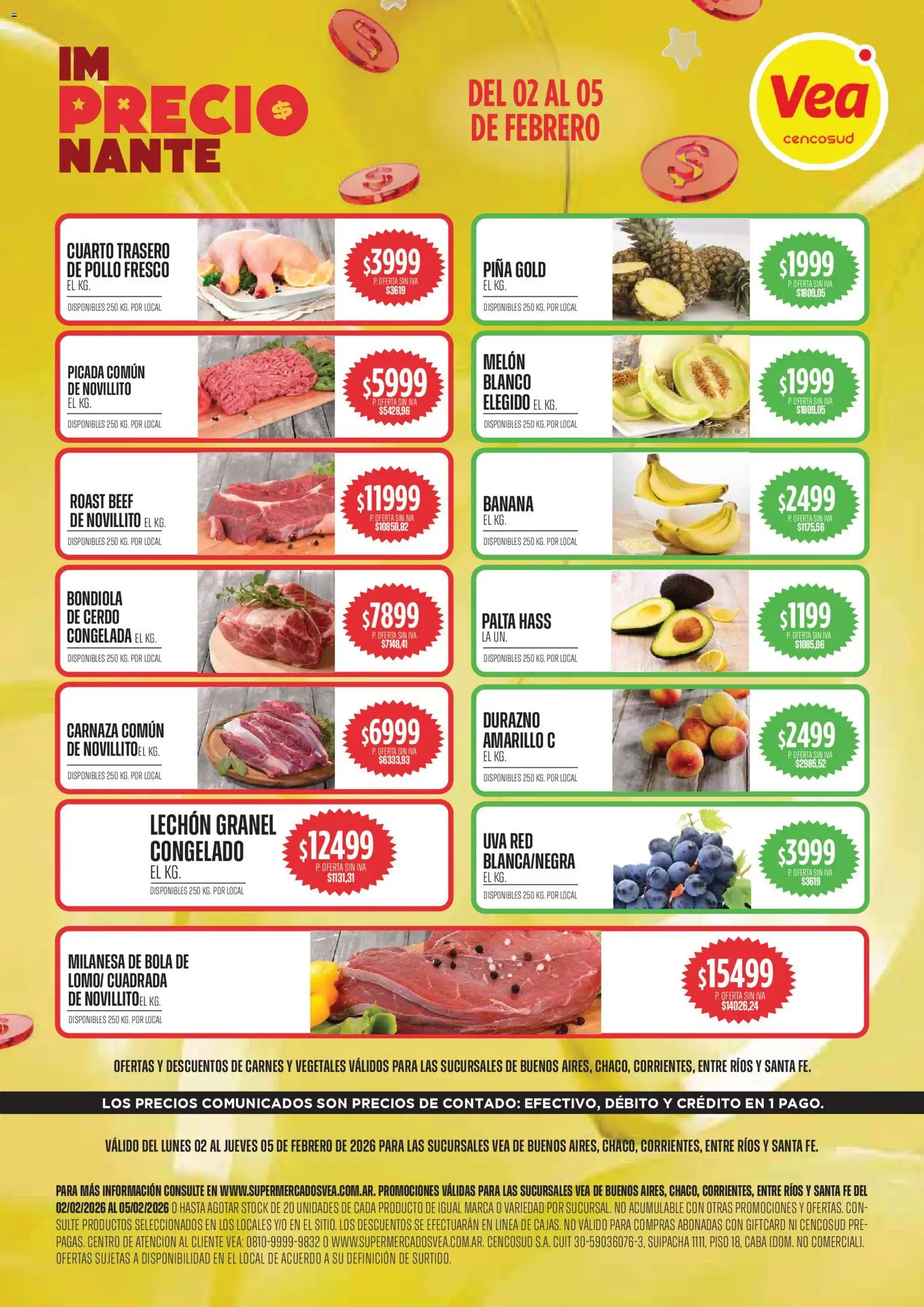 Vea ofertas │ válido desde el 02.02.2026 | Página: 1 | Productos: Banana, Milanesa, Melón, Durazno