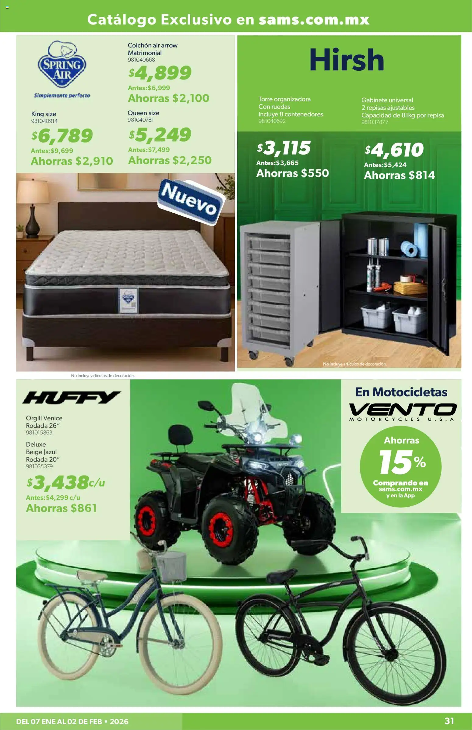 Nuevas ofertas de Sam's Club válidas en toda la República Mexicana desde el 07.01.2026. ¡Encuentra las mejores ofertas en Sam's Club catálogo! | Página: 31 | Productos: Repisa, Gabinete, Colchón