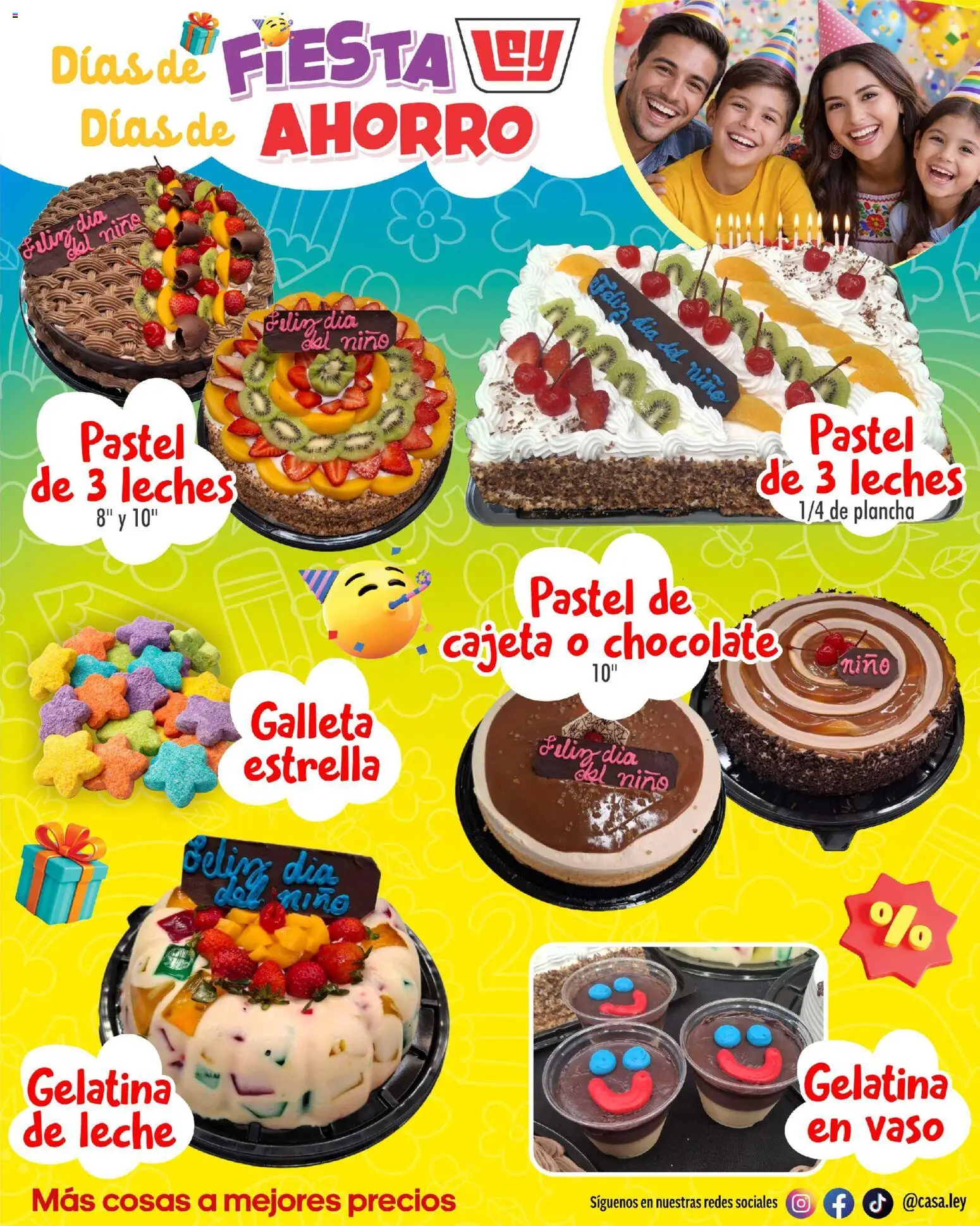 Nuevas ofertas de Casa Ley válidas en toda la República Mexicana desde el 26.04.2026. ¡Encuentra las mejores ofertas en Casa Ley folleto Interior suple Dia del Niño! | Página: 11 | Productos: Gelatina, Leche, Pastel, Plancha