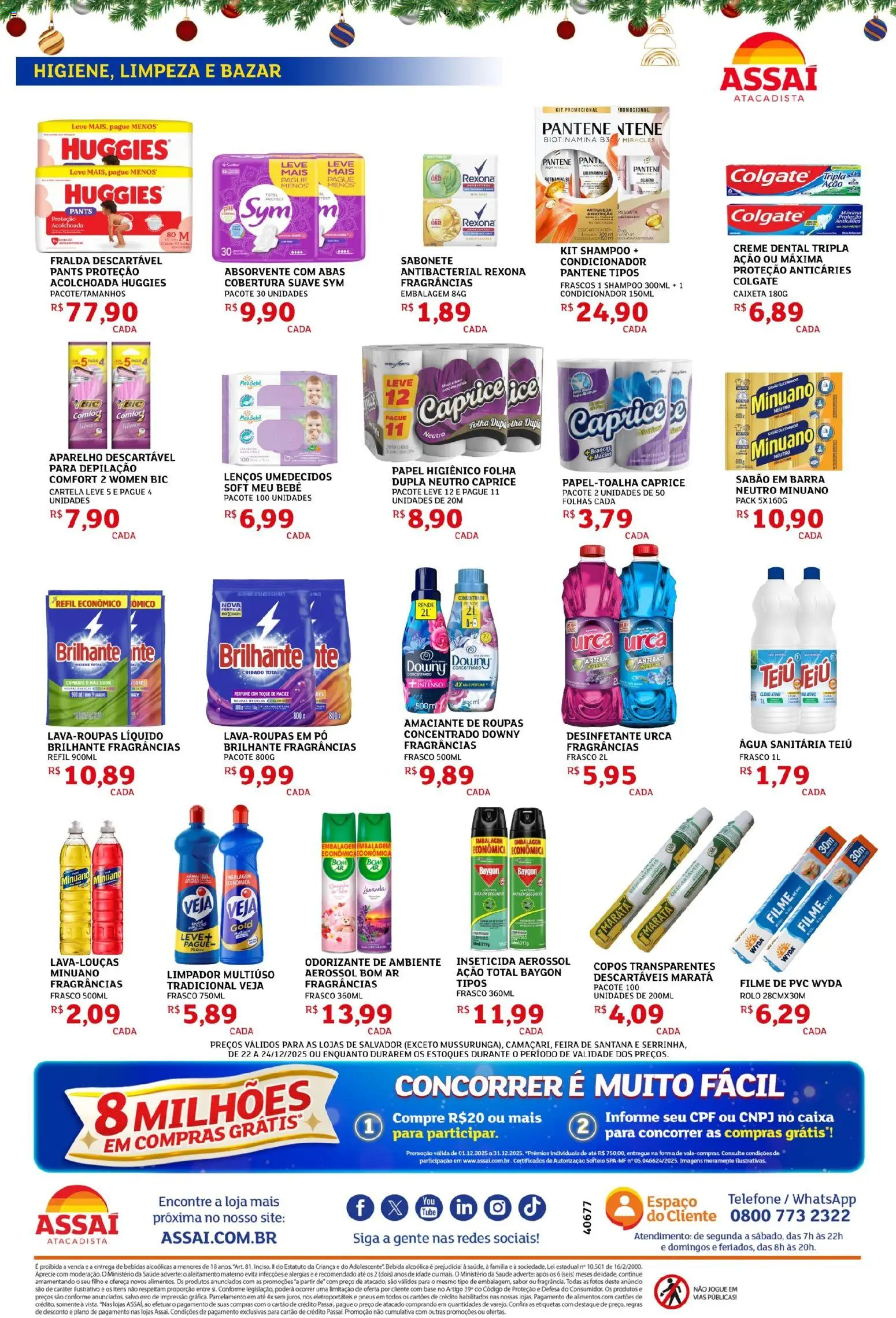 Assaí Atacadista Folheto - válido de 22.12.2025 | Página: 4 | Produtos: Sabonete, Copos, Papel higiênico, Desinfetante