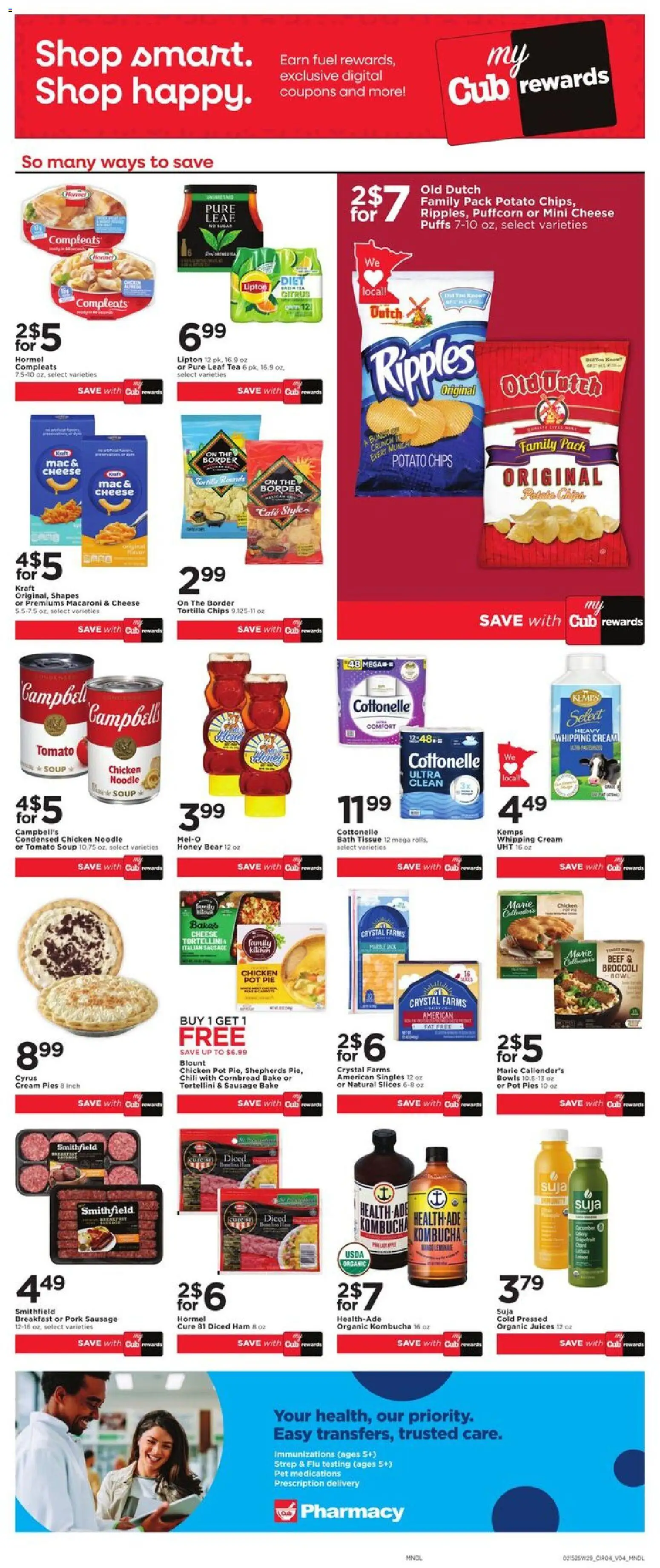 Cub Foods - Weekly Savings - MN - valid from 15.02.2026 | Page: 8 | Products: Broccoli, Cheese, Pork, Tea