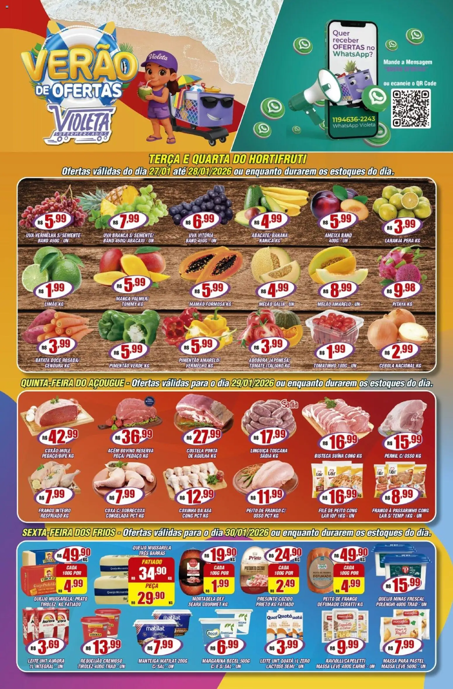 Violeta Supermercados Folheto - válido de 27.01.2026 | Página: 1 | Produtos: Pimentão, Acém, Presunto, Abacaxi