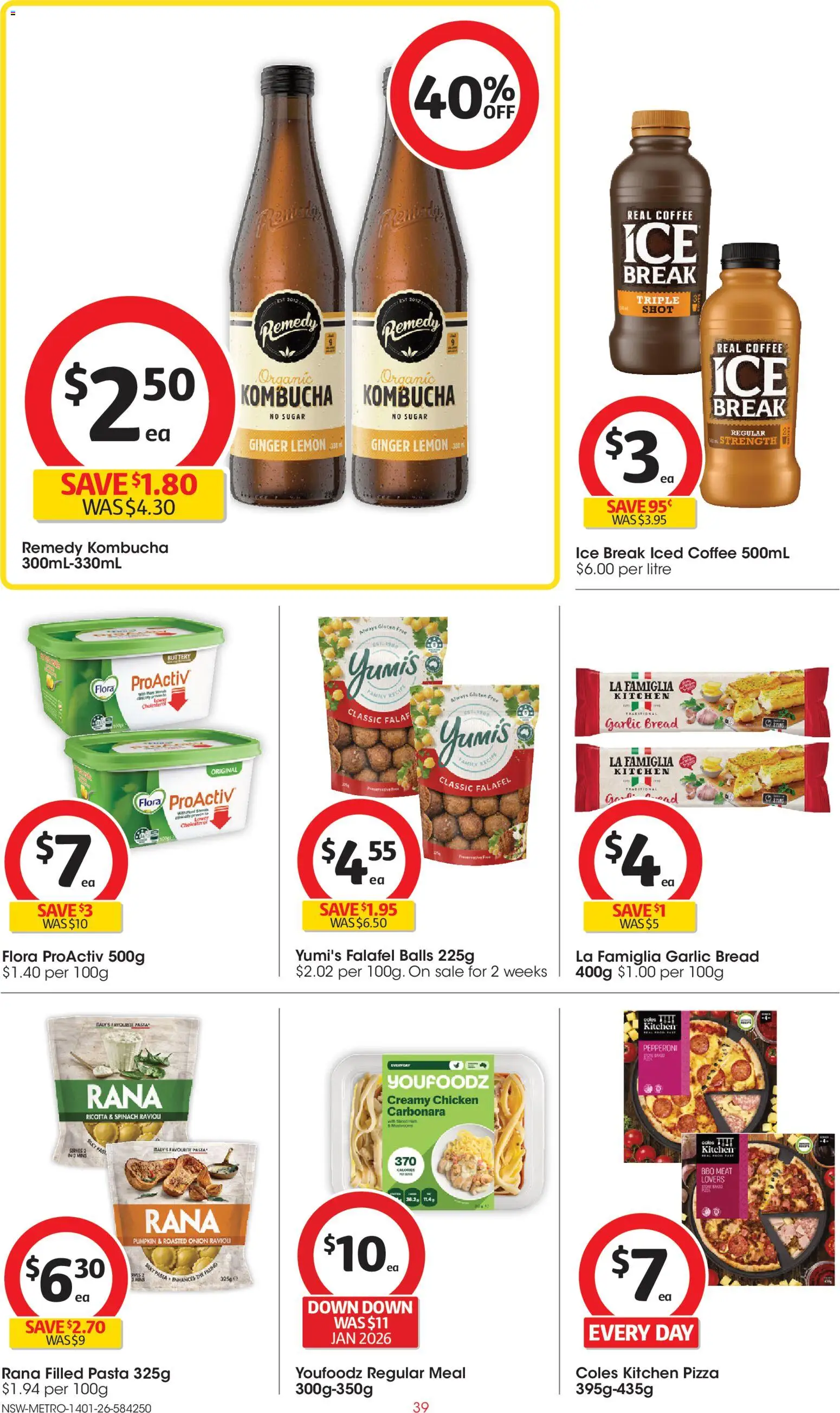 Coles catalogue - valid from 14.01.2026 | Page: 39 | Products: Bread, Coffee, Pizza, Pasta