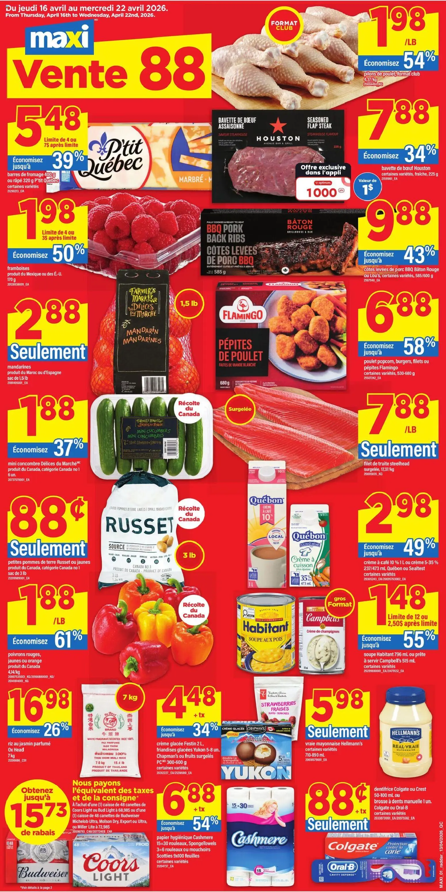 Maxi flyer valid from 16.04.2026 | Page: 1 | Products: Strawberries, Cucumbers, Grill, Pork