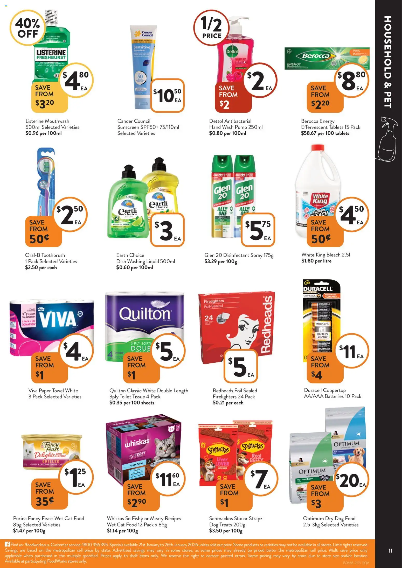 Foodworks catalogue - valid from 14.01.2026 | Page: 11 | Products: Toilet, Household, Dog food, Tablets