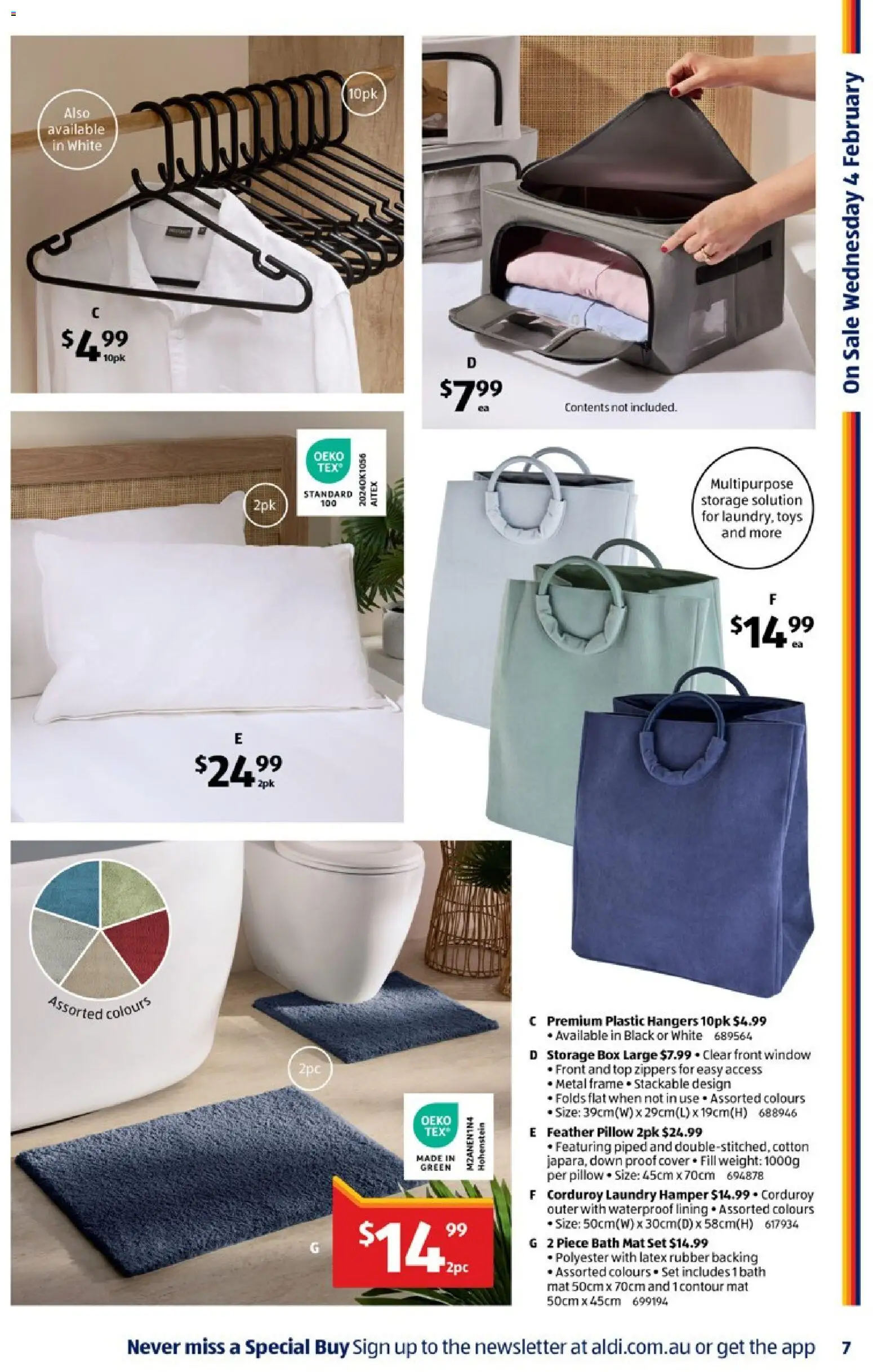 Aldi catalogue - valid from 04.02.2026 | Page: 7 | Products: Laundry hamper, Laundry, Weight, Pillow