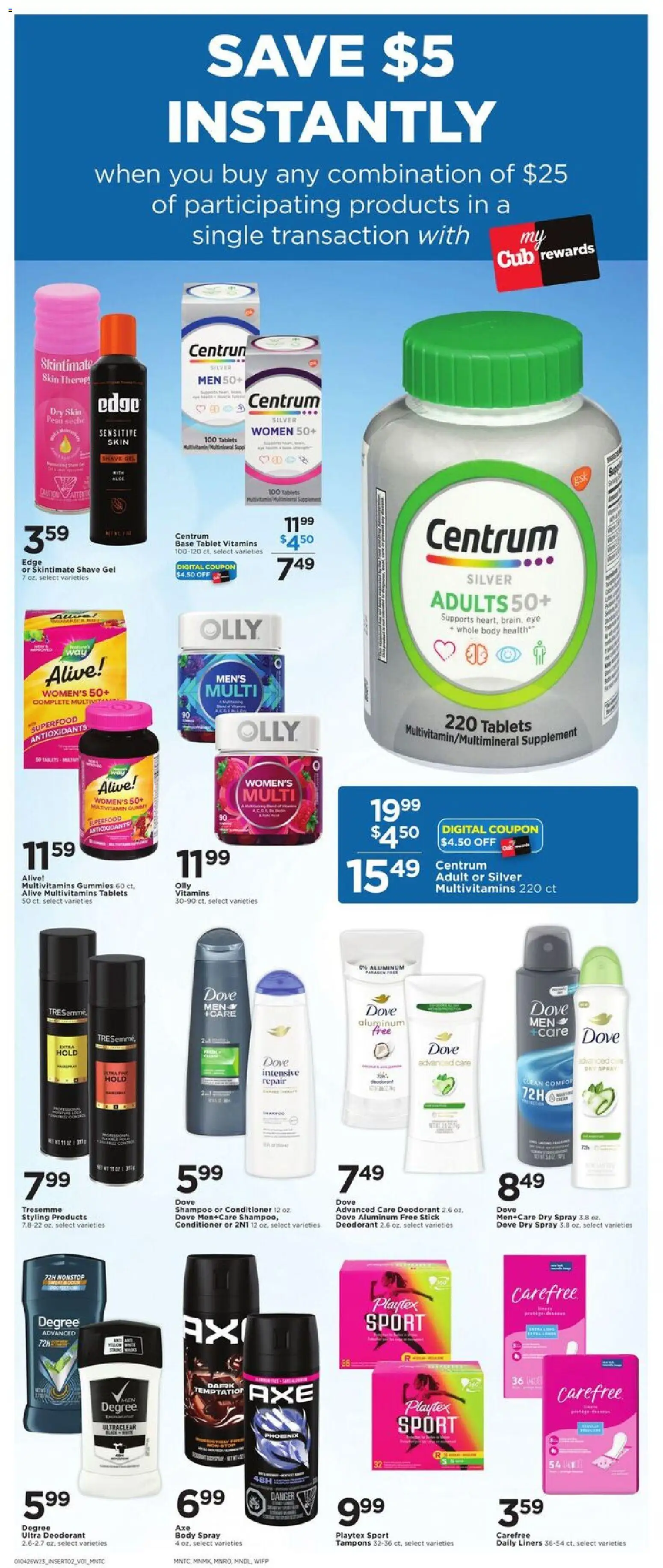 Cub Foods Weekly Ad - valid from 04.01.2026 | Page: 6 | Products: Shampoo, Deodorant, Tampons, Shave Gel