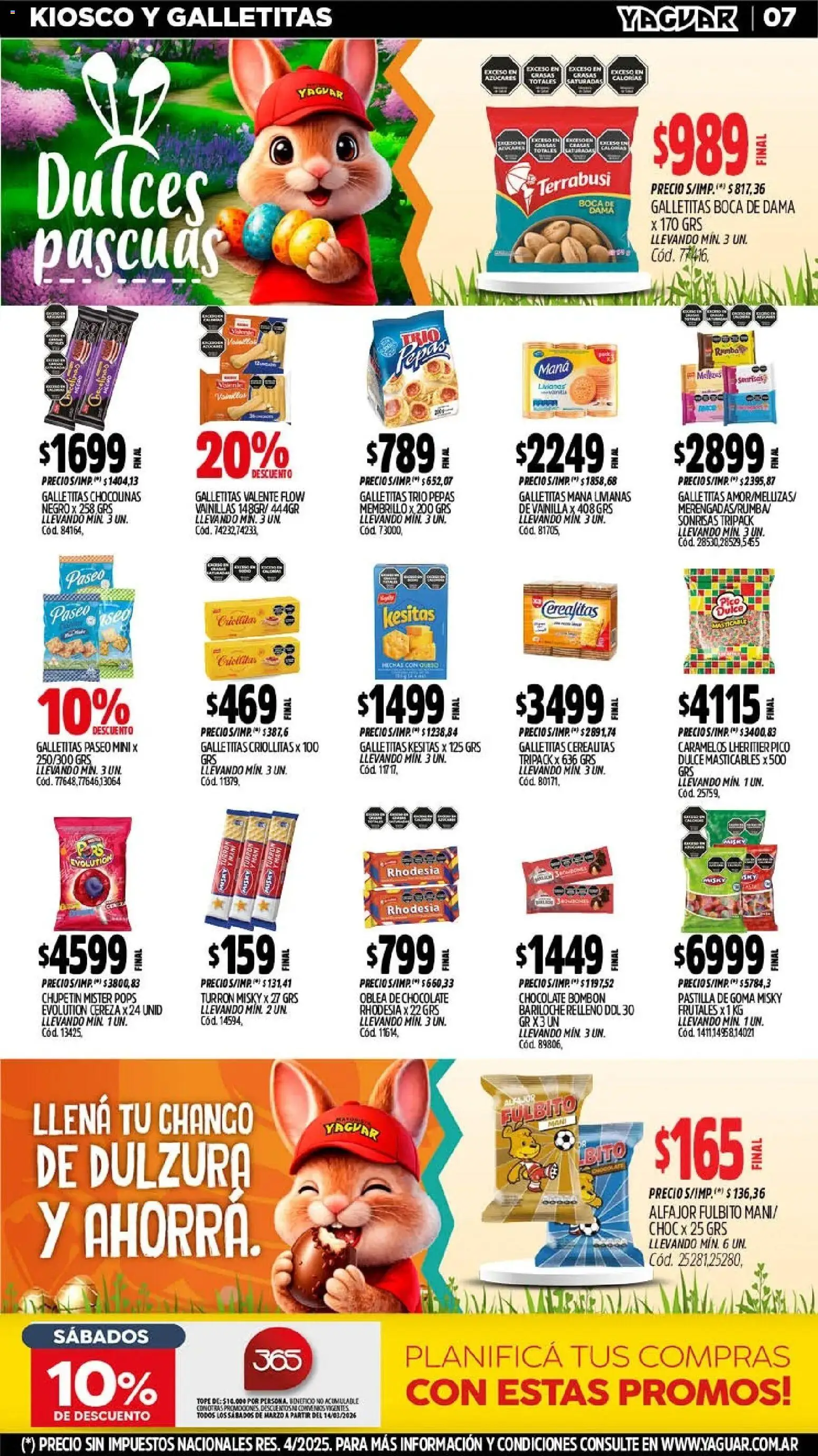 Yaguar - Oferta Semanal Mendoza │ válido desde el 16.03.2026 | Página: 7 | Productos: Pico, Galletitas, Mani, Turrón
