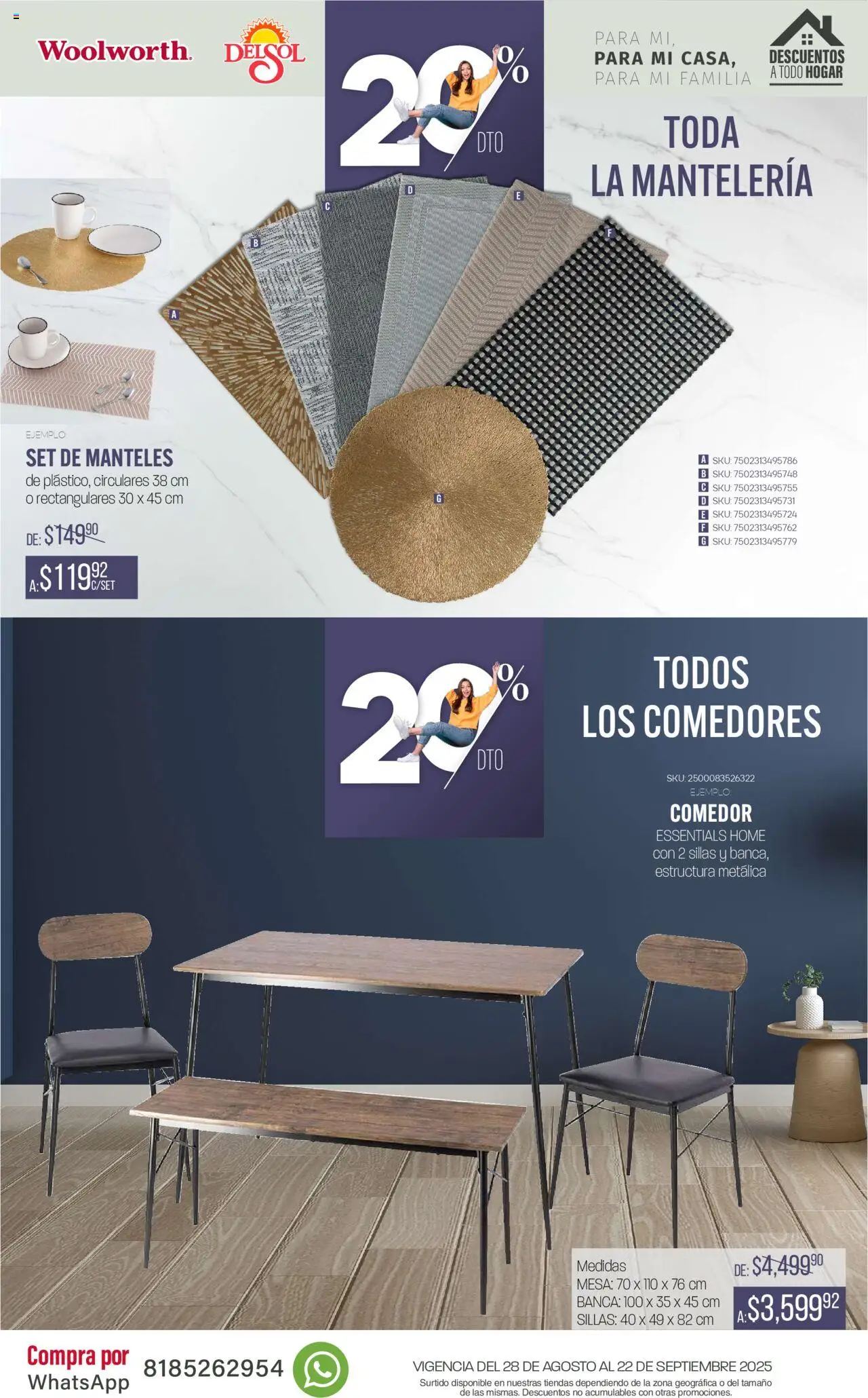 Nuevas ofertas de Del Sol y Woolworth válidas en toda la República Mexicana desde el 28.08.2025. ¡Encuentra las mejores ofertas en Del Sol y Woolworth - Catálogo - Para mi casa! | Página: 14 | Productos: Mesa