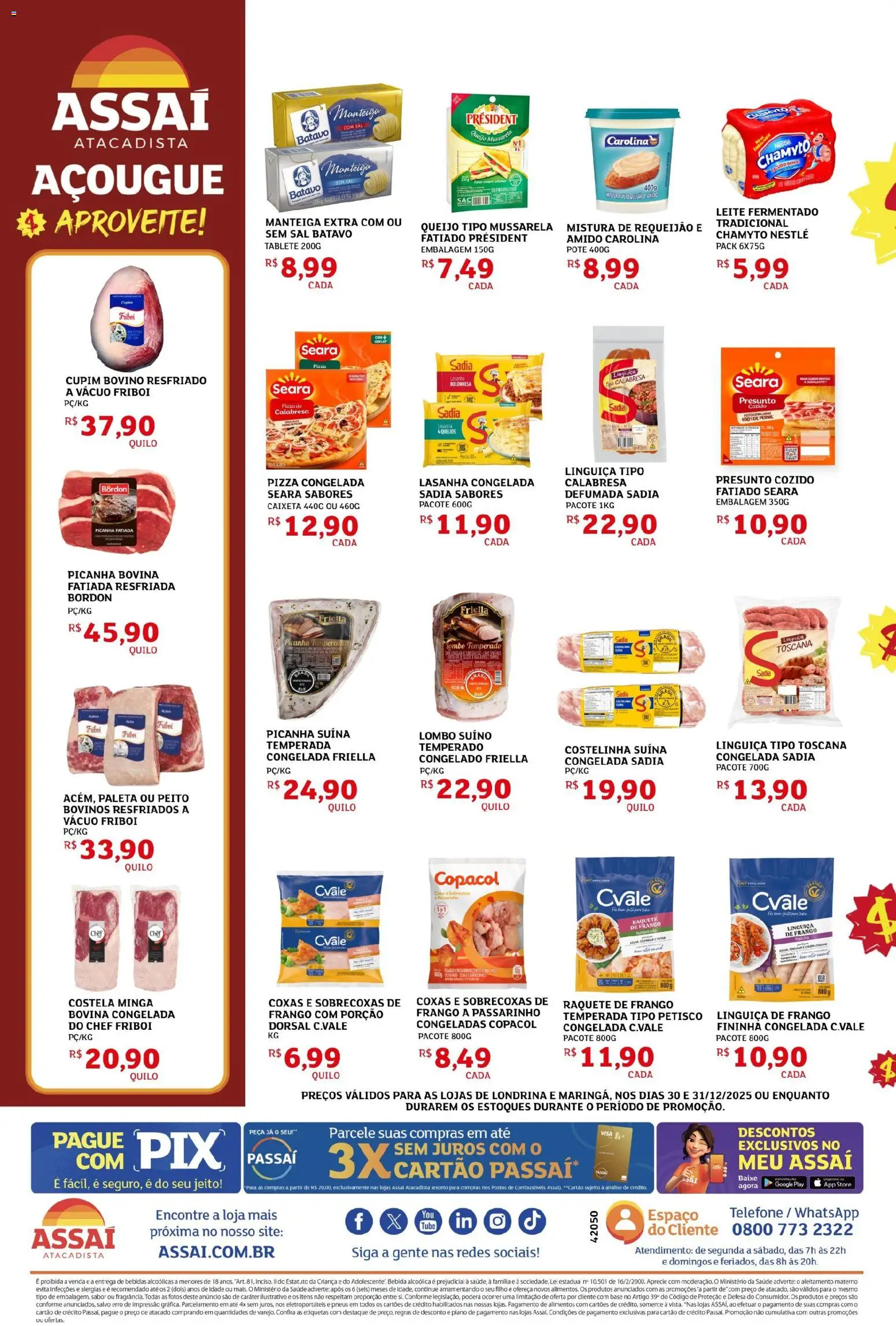 Assaí Atacadista Folheto - válido de 30.12.2025 | Página: 2 | Produtos: Linguiça, Base, Frango, Requeijão