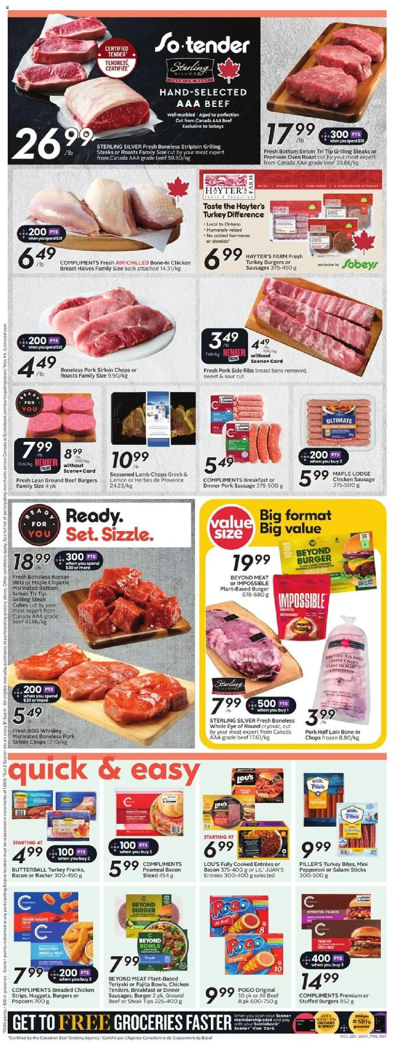Sobeys flyer valid from 18.09.2025 | Page: 6 | Products: Beef, Turkey, Chicken, Pork