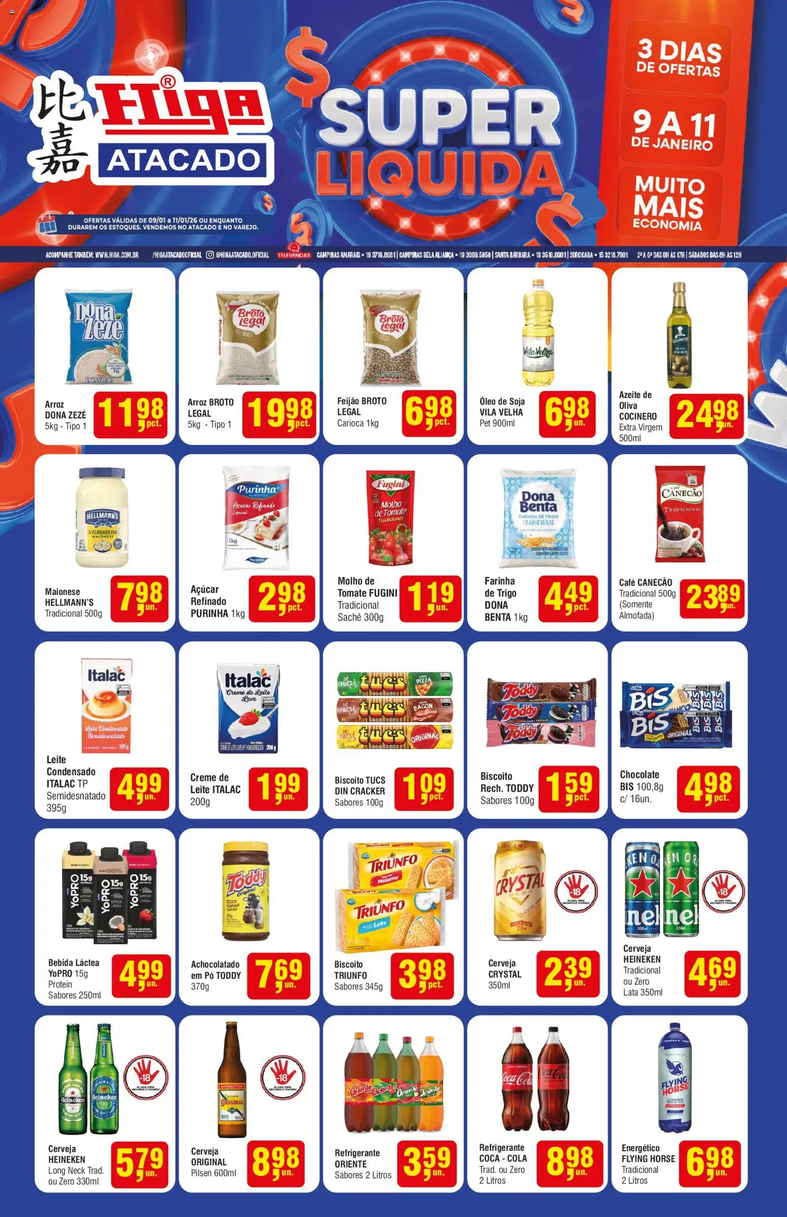 Higa Atacado Folheto - válido de 09.01.2026 | Página: 1 | Produtos: Leite, Café, Creme, Soja