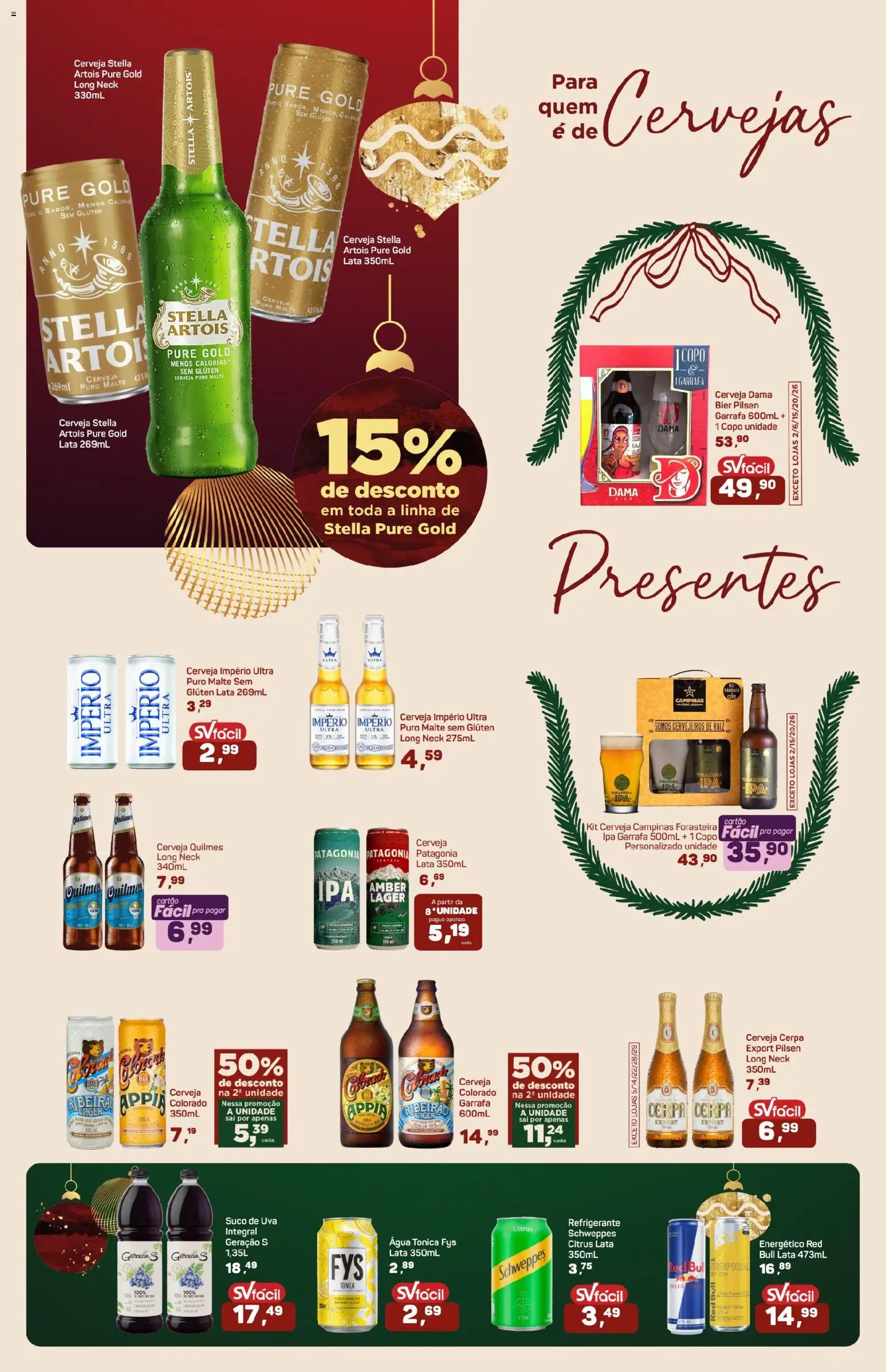 Supermercados São Vicente Folheto - válido de 17.12.2025 | Página: 3 | Produtos: Água tônica, Energético, Suco, Cerveja
