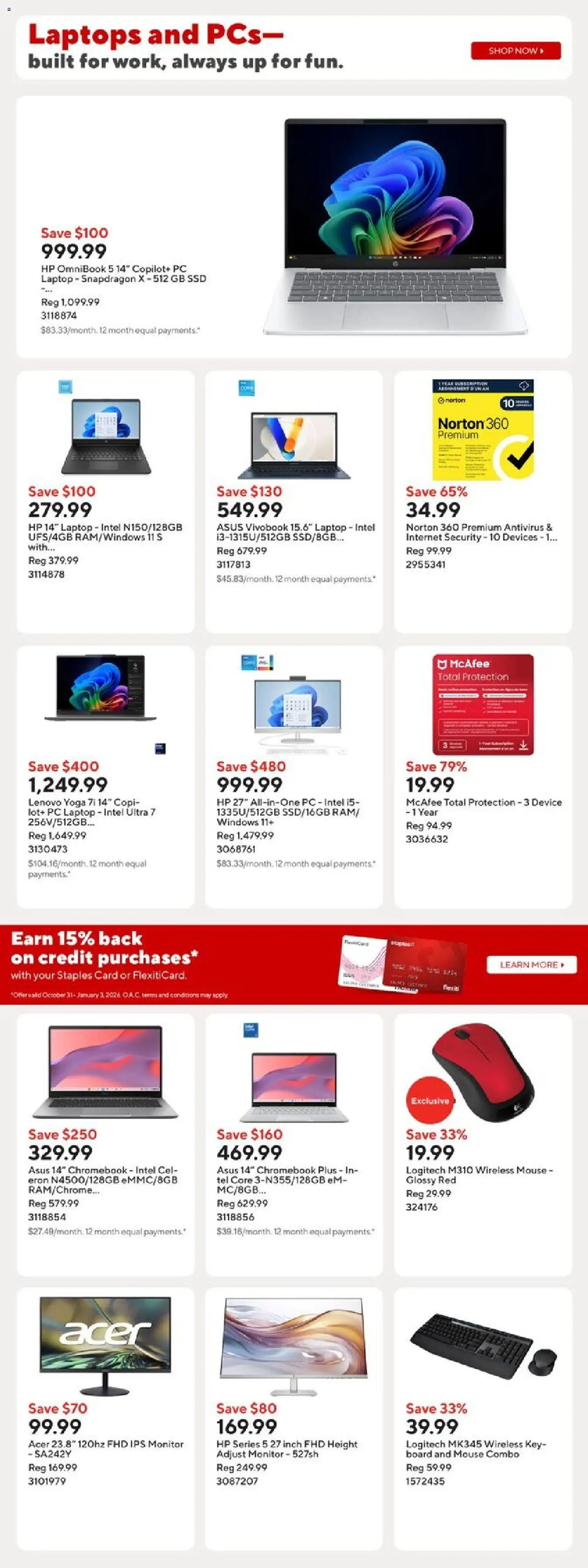 Staples flyer valid from 31.10.2025 | Page: 5 | Products: Monitor, PC, Mouse