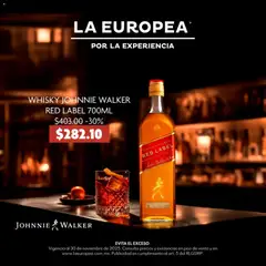 Vista previa de La Europea catálogo Whiskey Johnnie Walker, nuevo folleto de la tienda, válido en México a partir del 27.11.2025