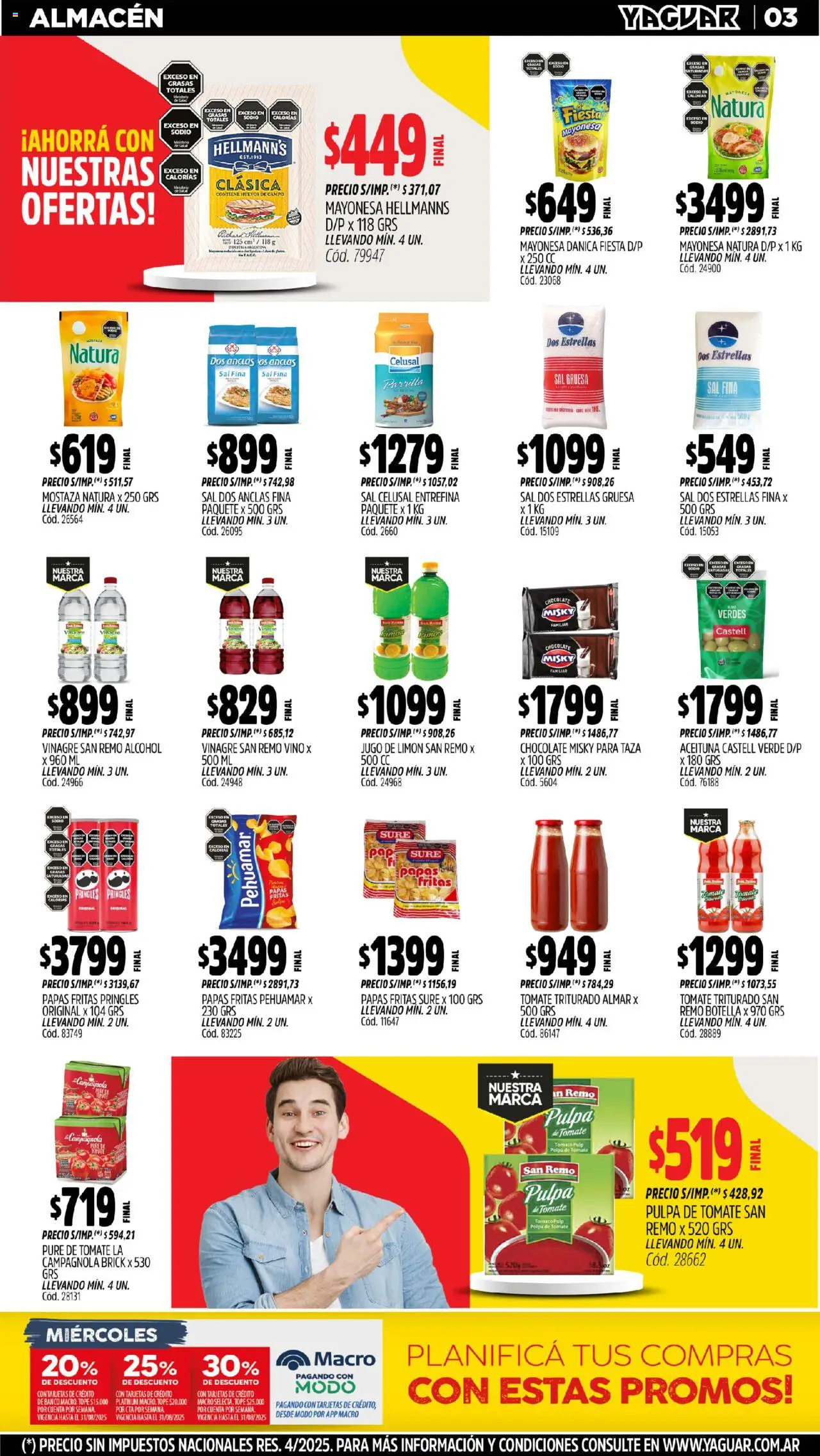 Yaguar - Mendoza │ válido desde el 18.08.2025 | Página: 3 | Productos: Parrilla, Taza, Pure de Tomate, Vino