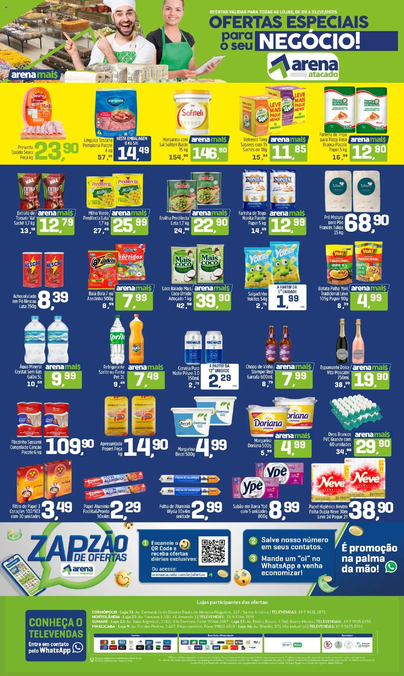 Arena Atacado Folheto - válido de 29.12.2025 | Página: 1 | Produtos: Filtro de papel, Milho verde, Refrigerante, Margarina