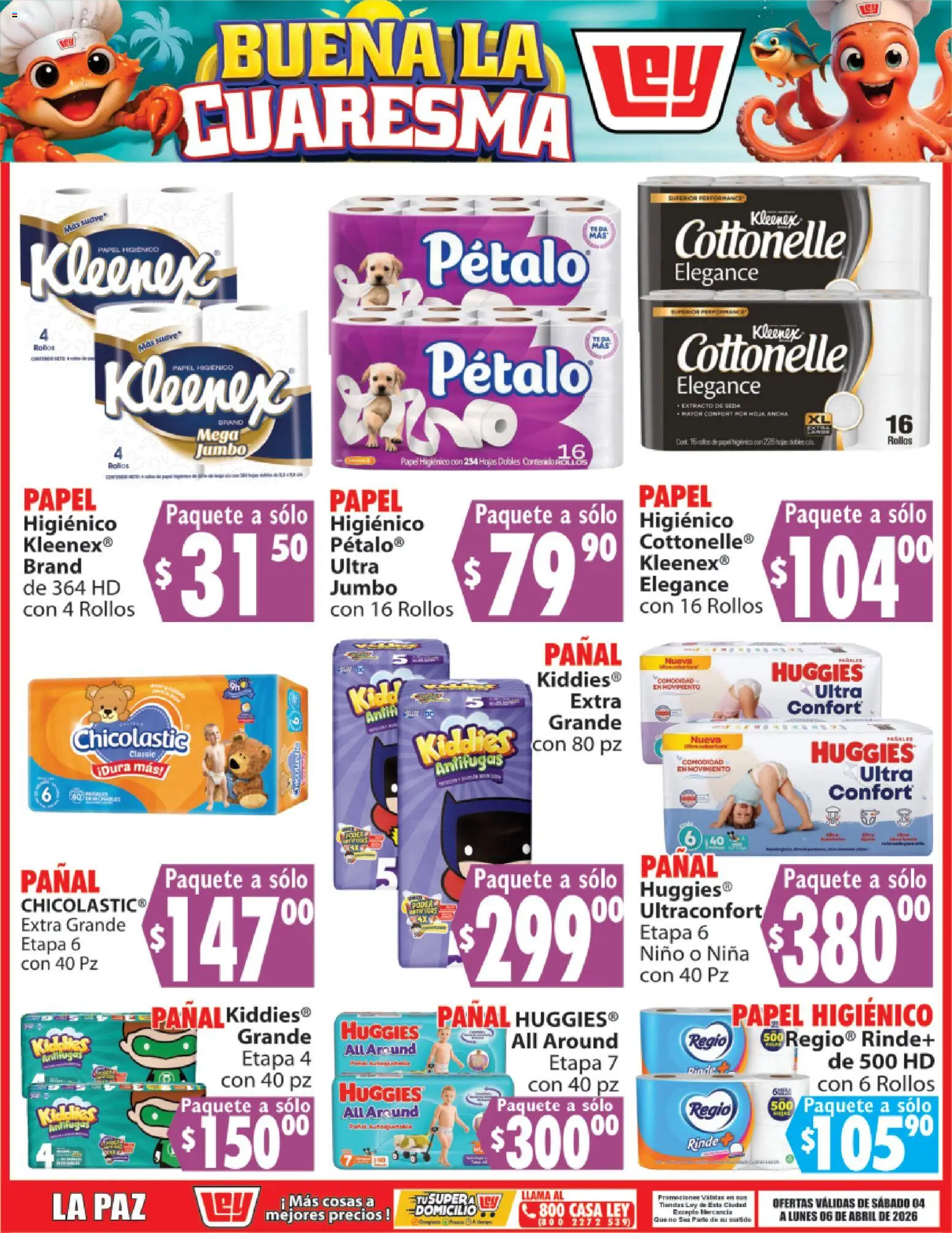 Nuevas ofertas de Casa Ley válidas en toda la República Mexicana desde el 04.04.2026. ¡Encuentra las mejores ofertas en Casa Ley folleto Buena la Cuaresma! | Página: 8 | Productos: Papel higiénico