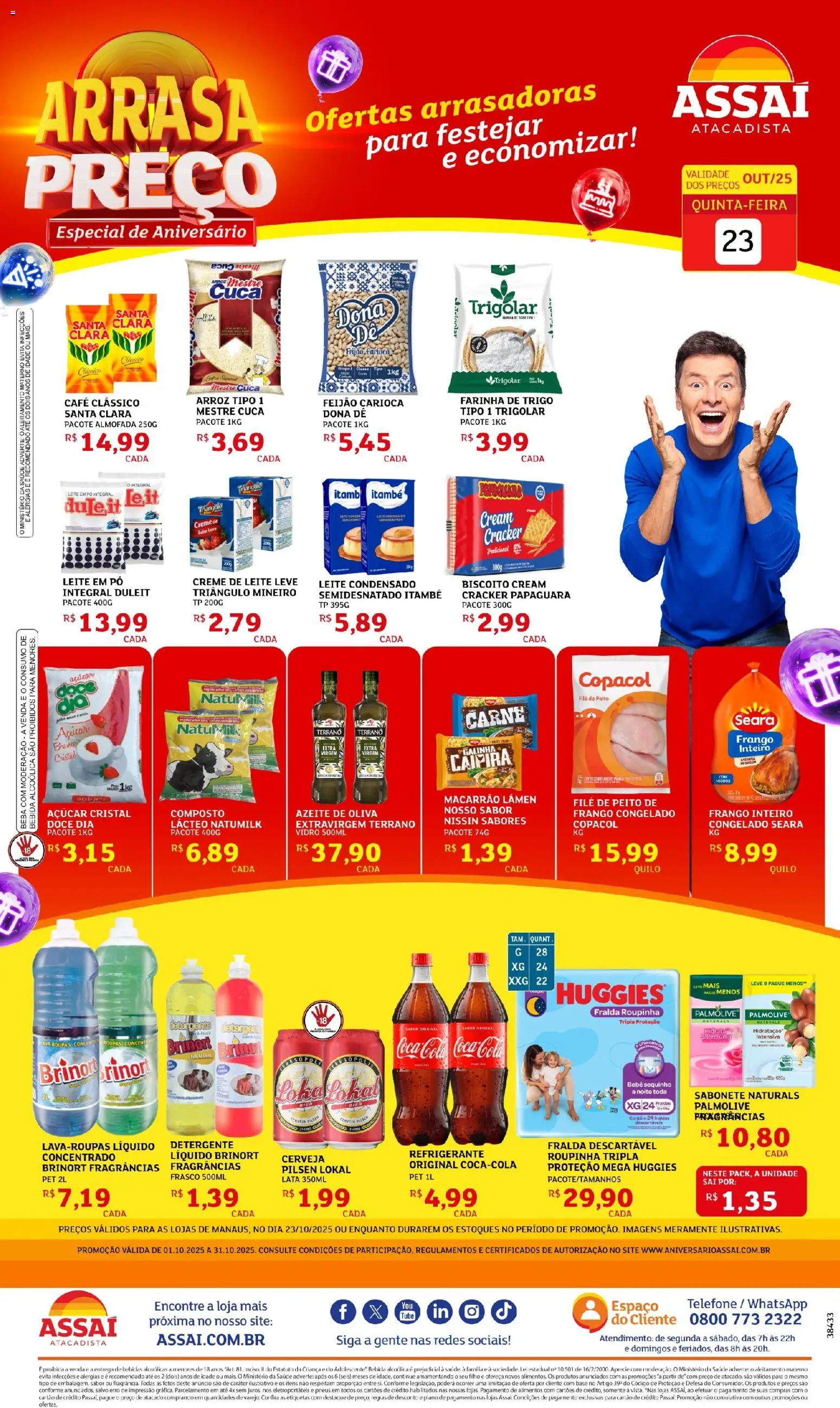 Assaí Atacadista Folheto - válido de 23.10.2025 | Página: 1 | Produtos: Pneus, Macarrão, Carne, Creme