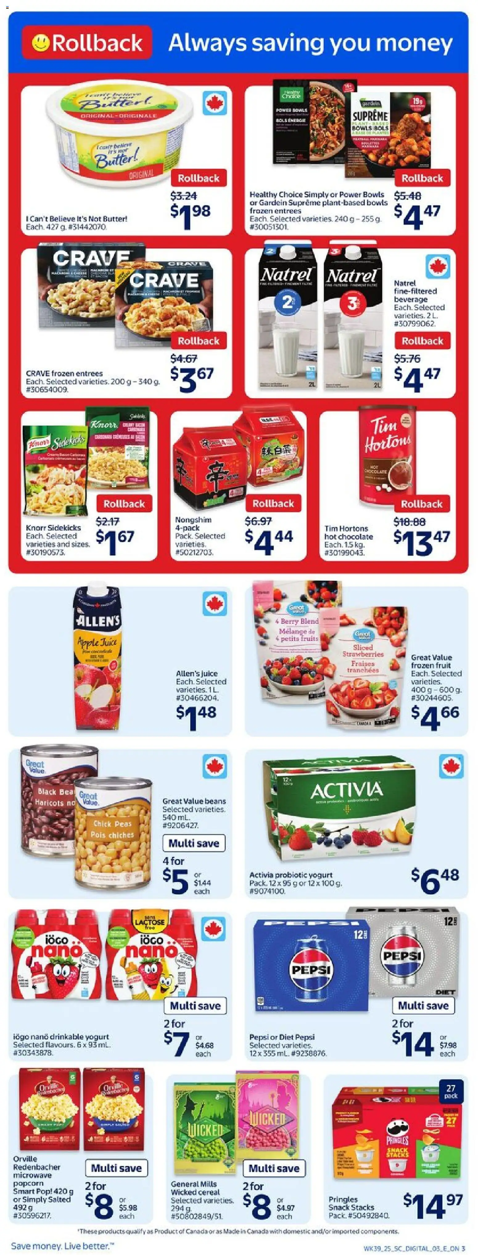 Walmart flyer valid from 23.10.2025 | Page: 4 | Products: Strawberries, Butter, Yogurt, Chocolate