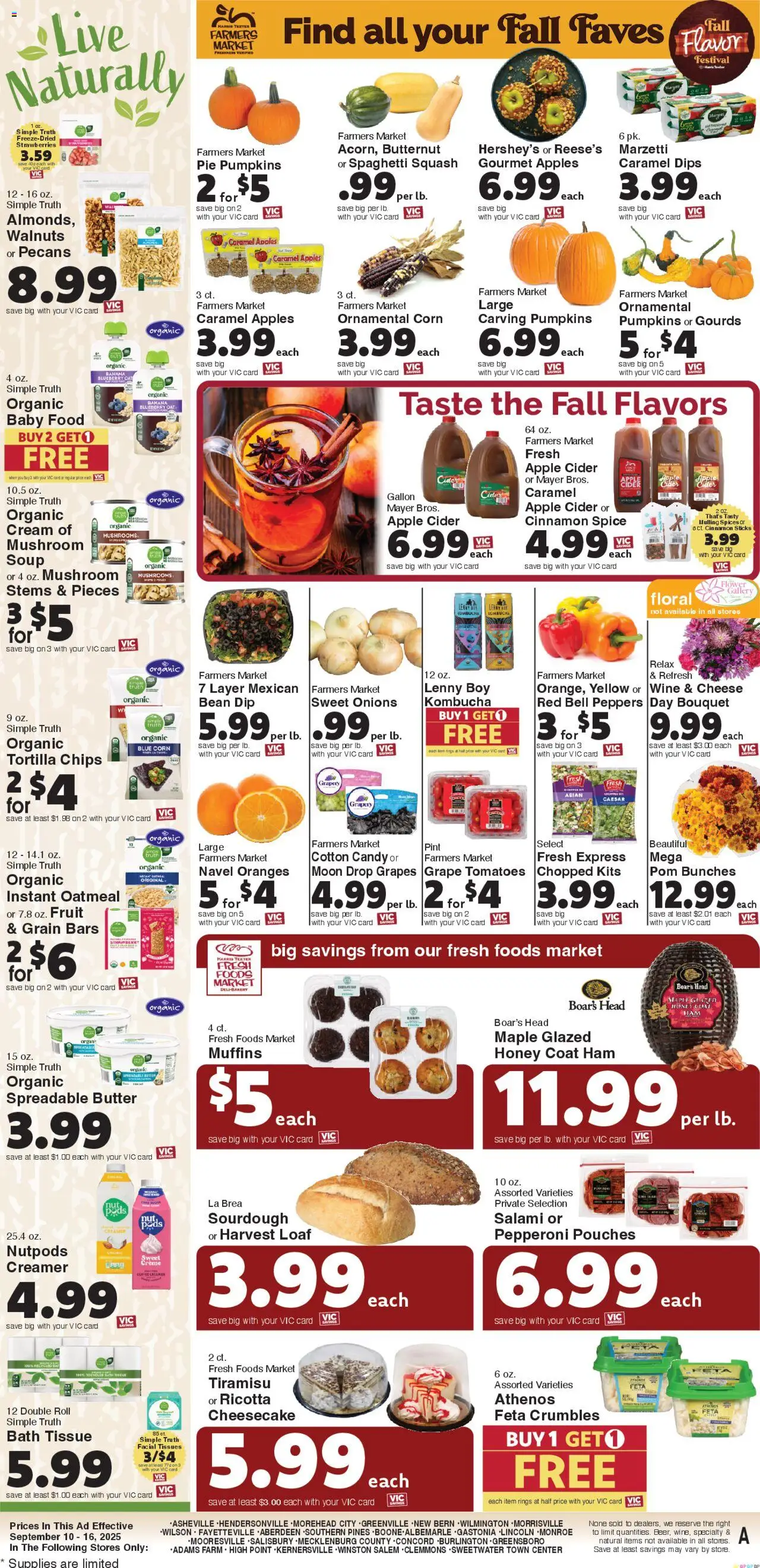 Harris Teeter Weekly Ad - valid from 10.09.2025 | Page: 10 | Products: Peppers, Oranges, Strawberries, Cheesecake