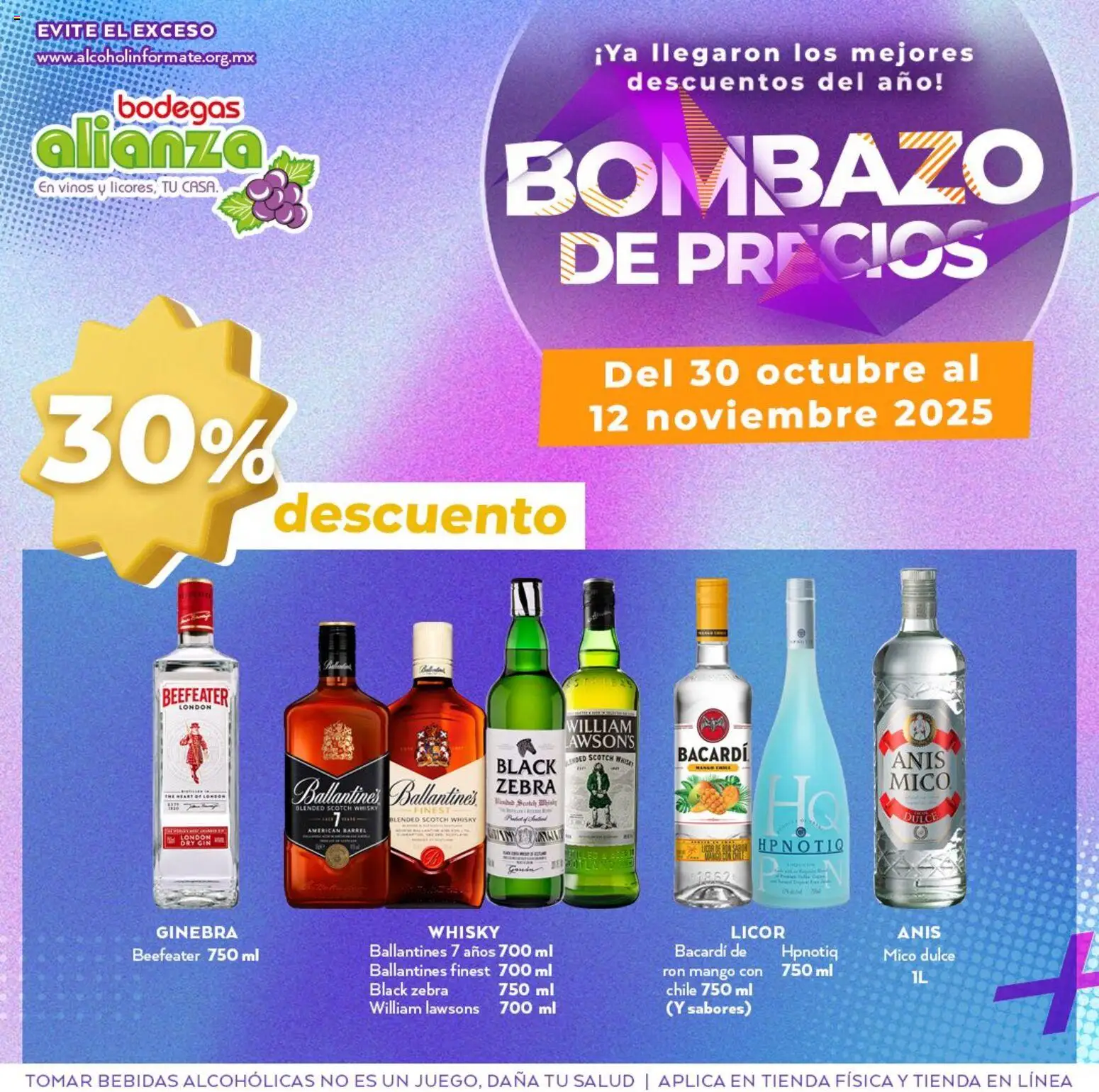 Nuevas ofertas de Bodegas Alianza válidas en toda la República Mexicana desde el 30.10.2025. ¡Encuentra las mejores ofertas en Bodegas Alianza catálogo Bombazo de Precios! | Página: 6 | Productos: Mango, Ginebra, Whisky