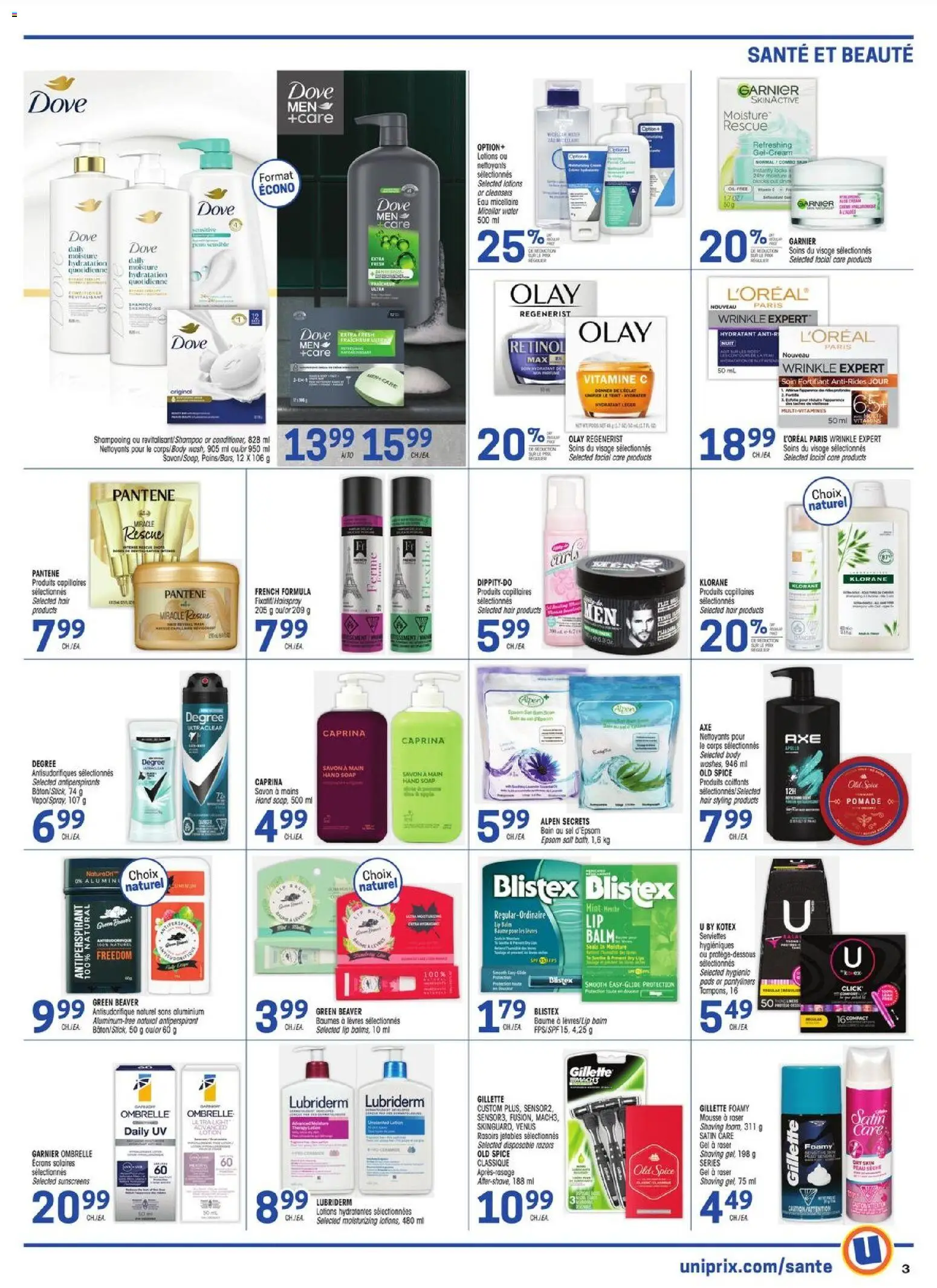 Uniprix flyer valid from 20.11.2025 | Page: 3 | Products: Conditioner, Micellar water, Soap, Antiperspirant