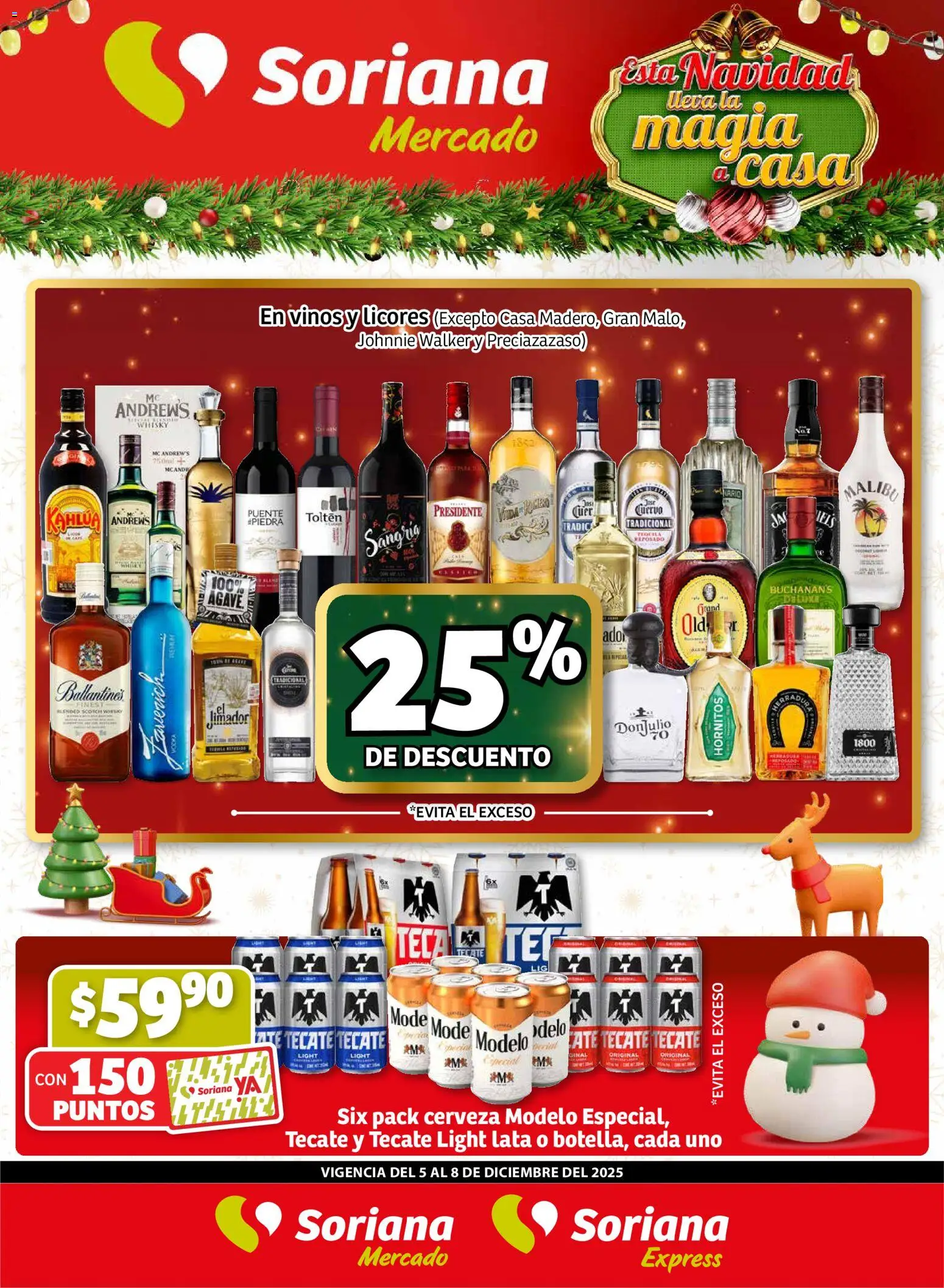Nuevas ofertas de Soriana válidas en toda la República Mexicana desde el 04.12.2025. ¡Encuentra las mejores ofertas en Soriana - Fin de Semana Mercado: BCS, Son y Sin! | Página: 1 | Productos: Cerveza, Whisky