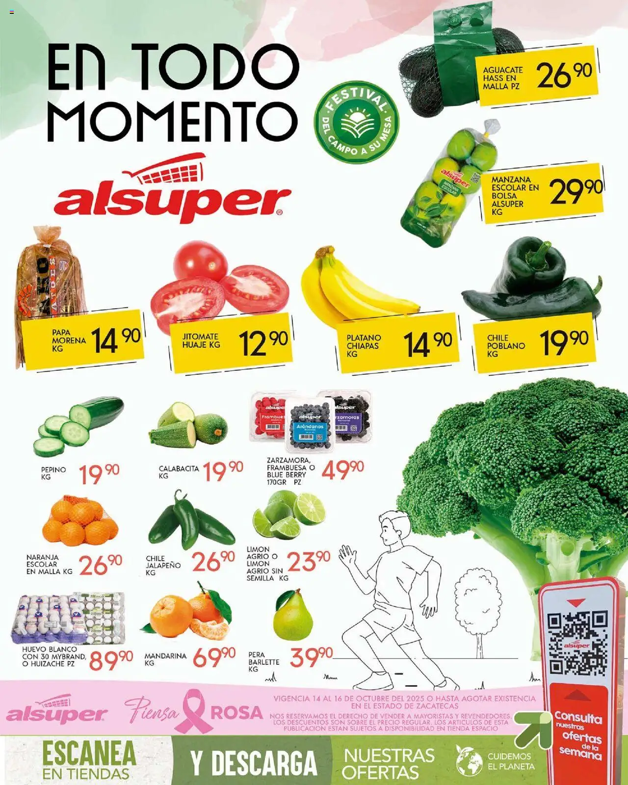Nuevas ofertas de Alsuper válidas en toda la República Mexicana desde el 14.10.2025. ¡Encuentra las mejores ofertas en Alsuper - Folleto Zacatecas! | Página: 1 | Productos: Plátano, Papa, Pera, Aguacate