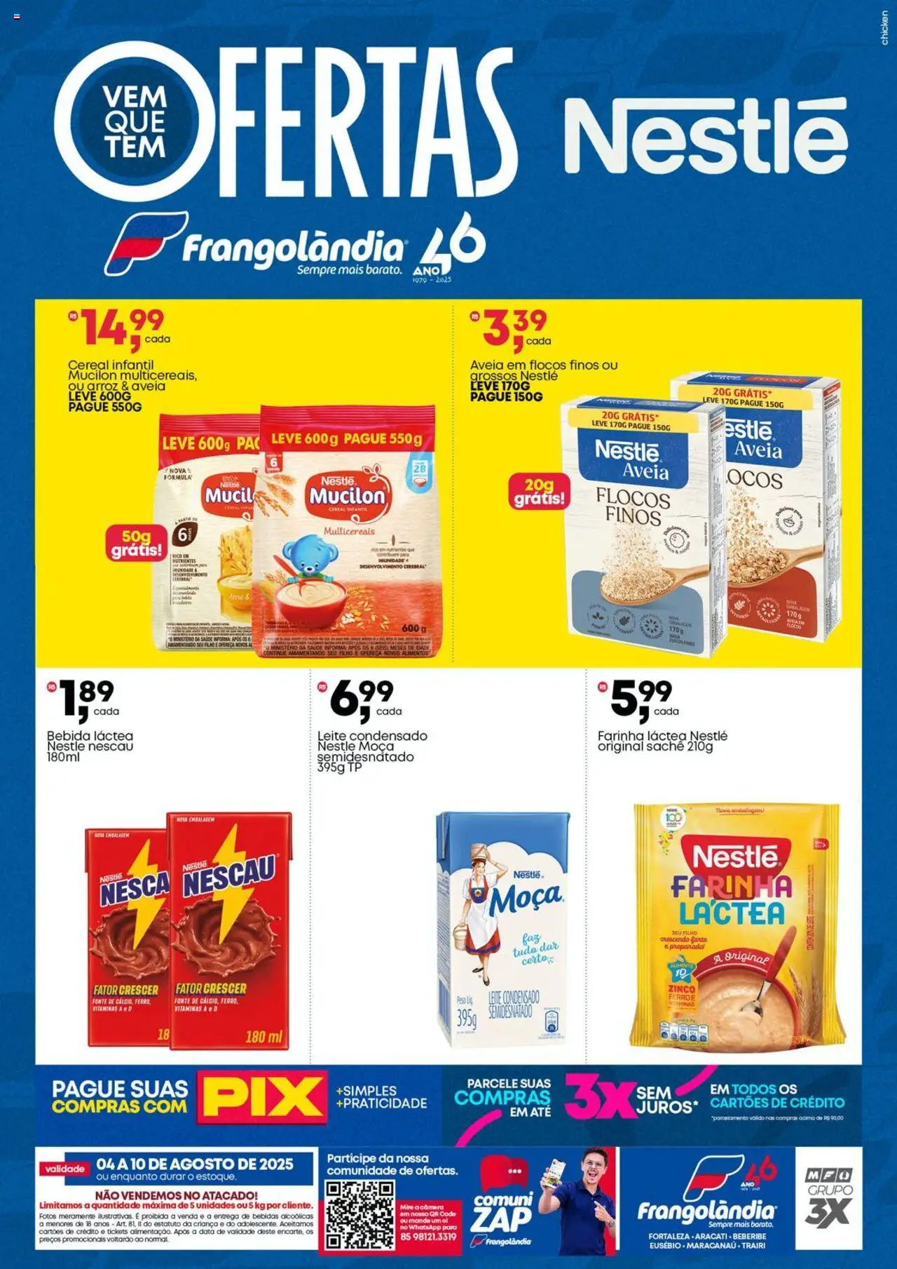 Frangolândia Folheto - válido de 04.08.2025 | Página: 2 | Produtos: Leite, Arroz, Flocos, Câmera