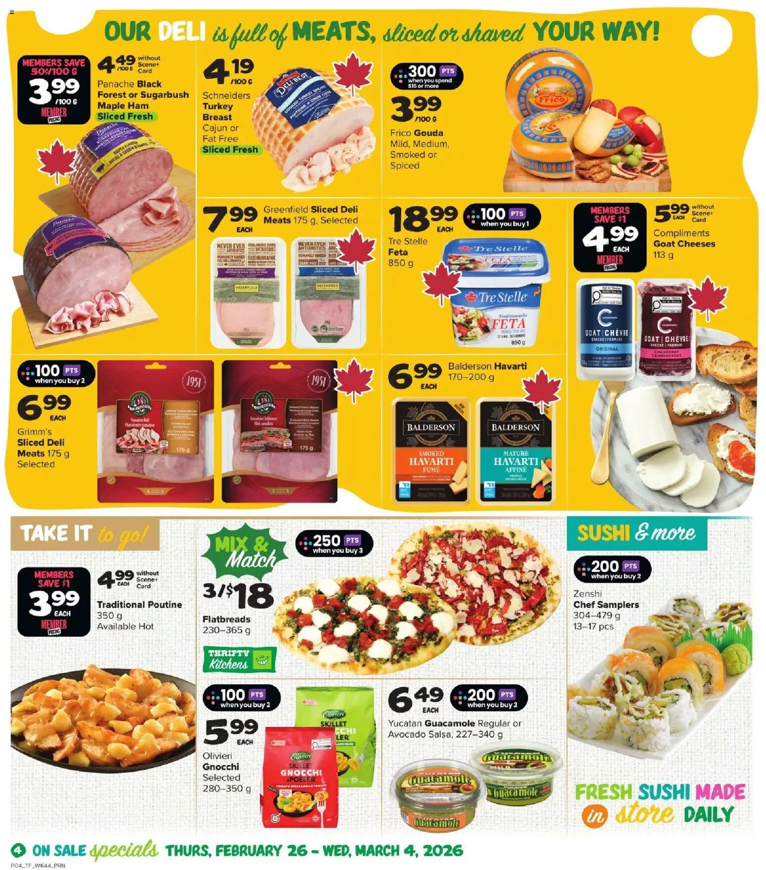 Thrifty Foods flyer valid from 26.02.2026 | Page: 5 | Products: Turkey, Cheese, Ham