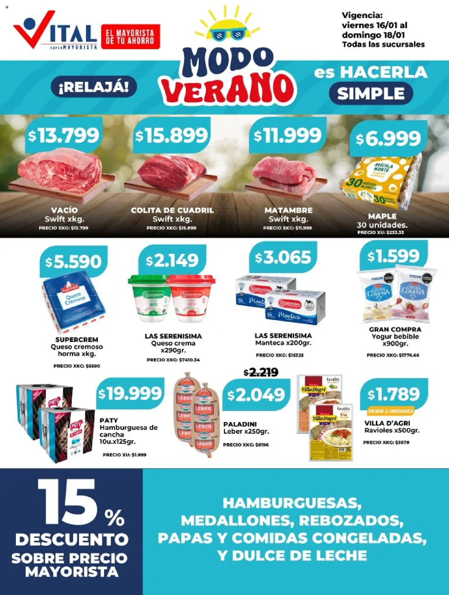 Vital - Ofertas fin │ válido desde el 16.01.2026 | Página: 2 | Productos: Leche, Manteca, Ravioles, Crema