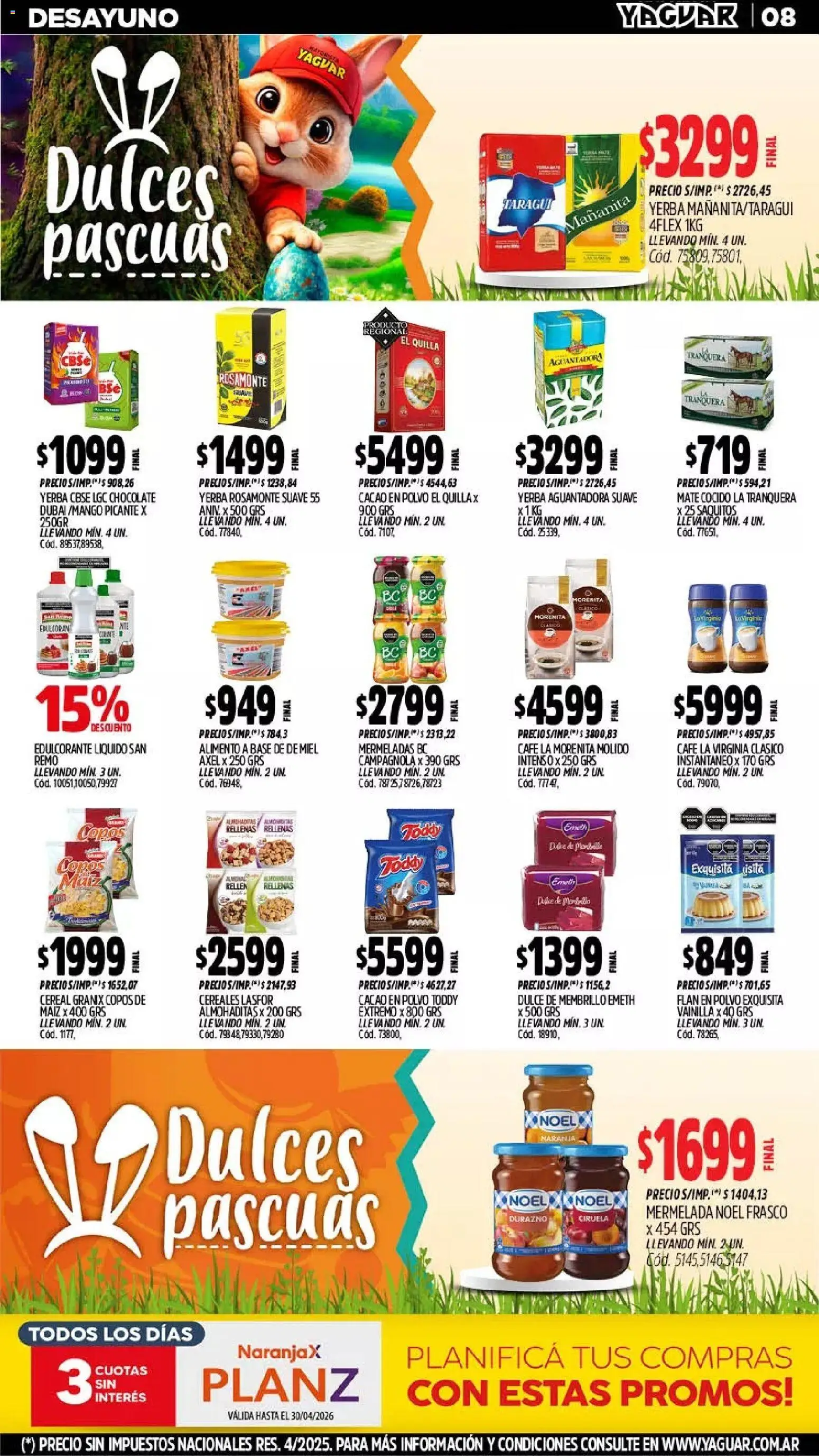 Yaguar - Oferta Semanal Santa Fé │ válido desde el 30.03.2026 | Página: 8 | Productos: Copos, Café, Chocolate, Mate cocido