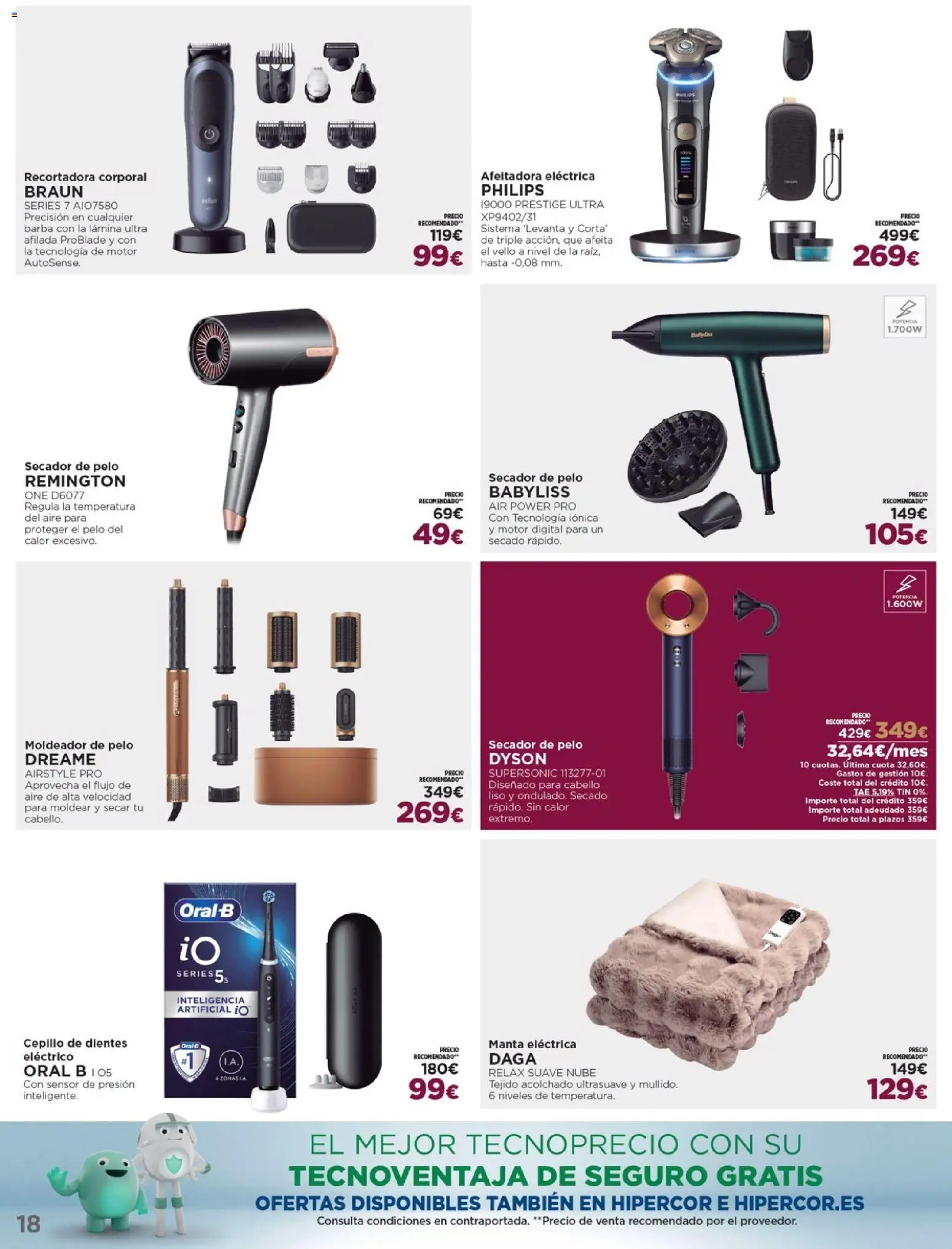 Nuevas ofertas de El Corte Inglés válidas en toda la República Mexicana desde el 02.12.2025. ¡Encuentra las mejores ofertas en El Corte Inglés catálogo Ofertas que ilusionan! | Página: 18 | Productos: Cepillo de dientes, Secador de pelo, Cepillo, Acolchado