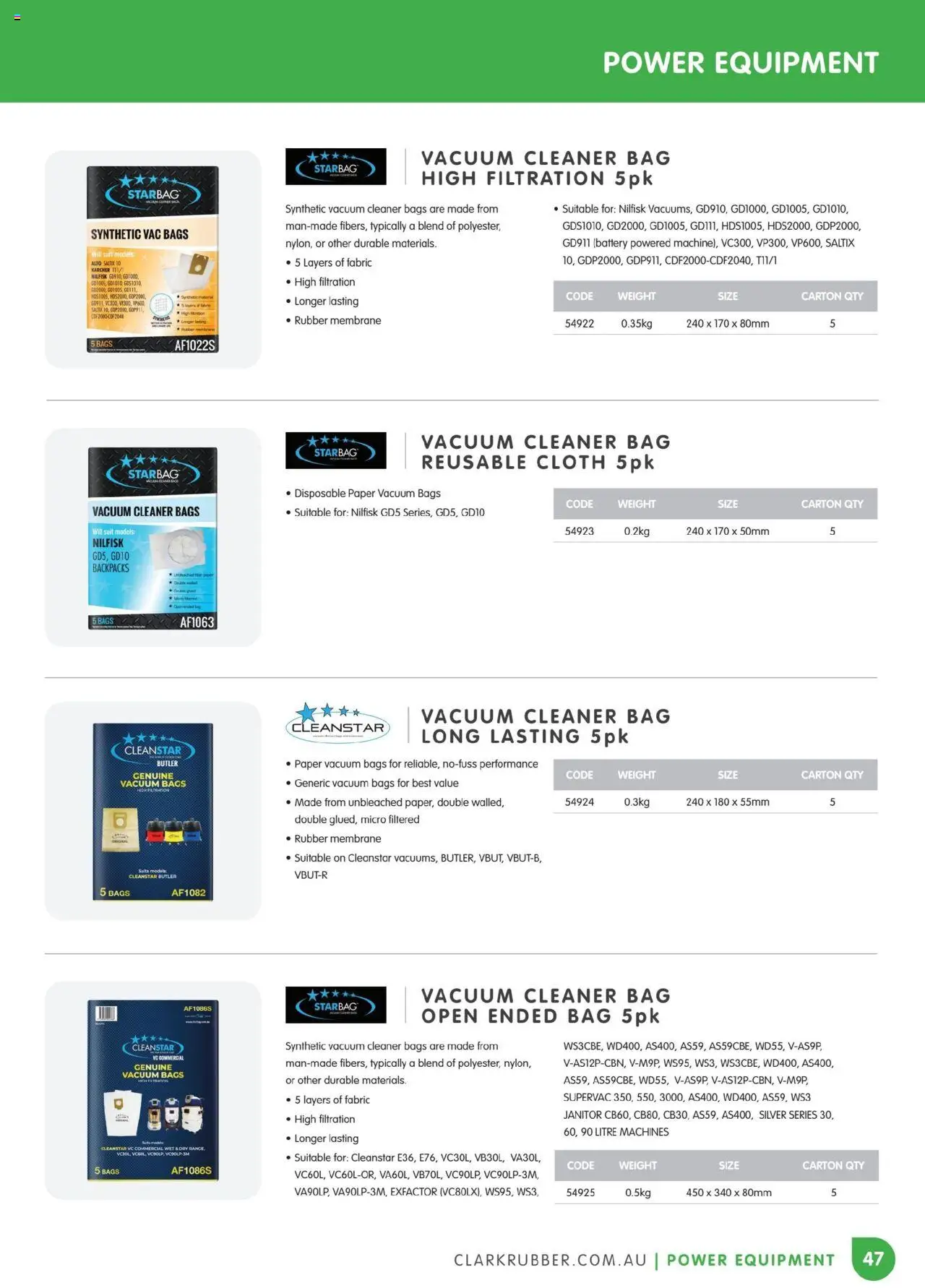 Clark Rubber catalogue - valid from 05.05.2025 | Page: 47 | Products: Cloth, Bag, Weight, Vacuum cleaner