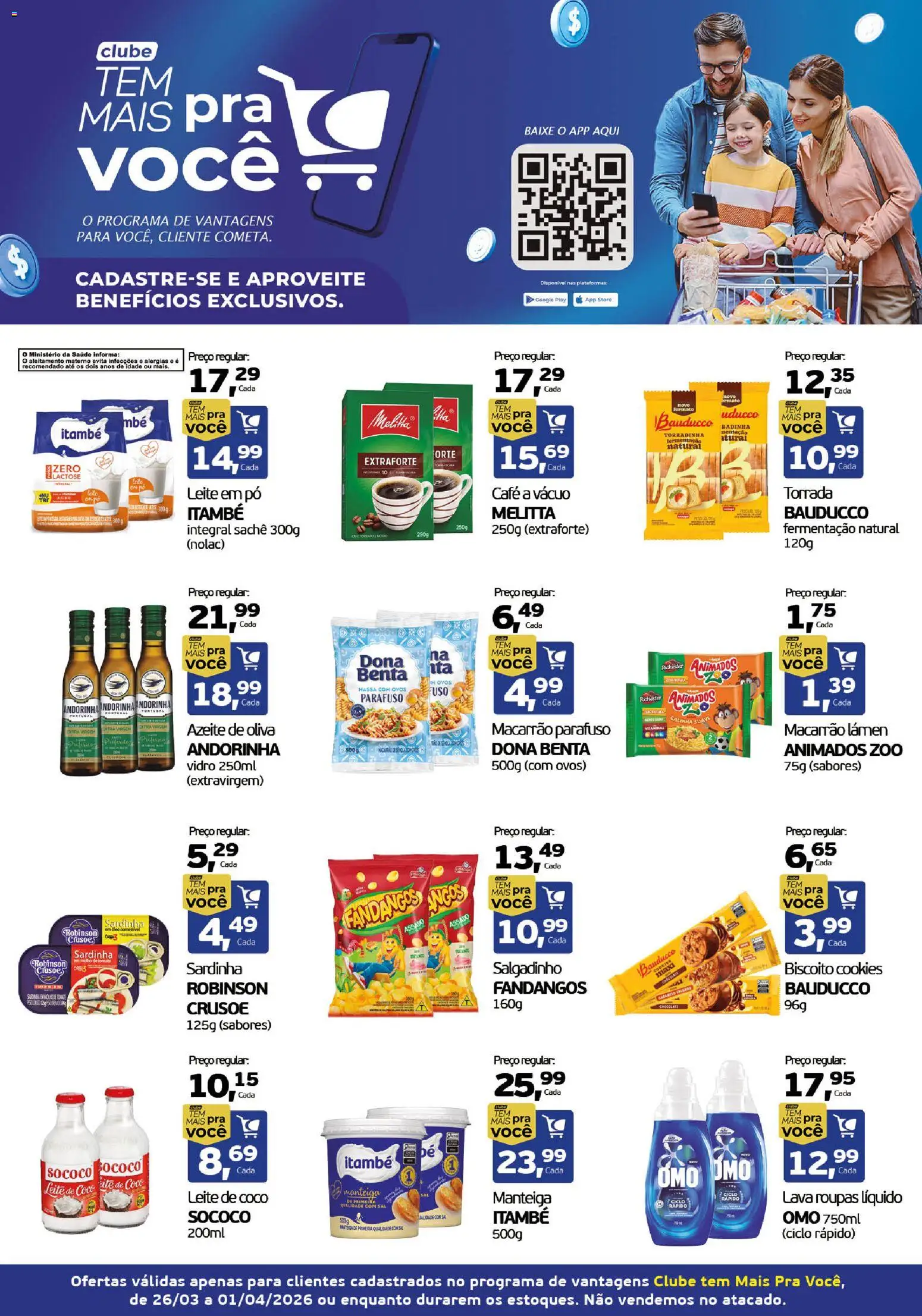 Cometa Supermercados Folheto - válido de 26.03.2026 | Página: 1 | Produtos: Pó, Óleo, Roupas, Leite em pó