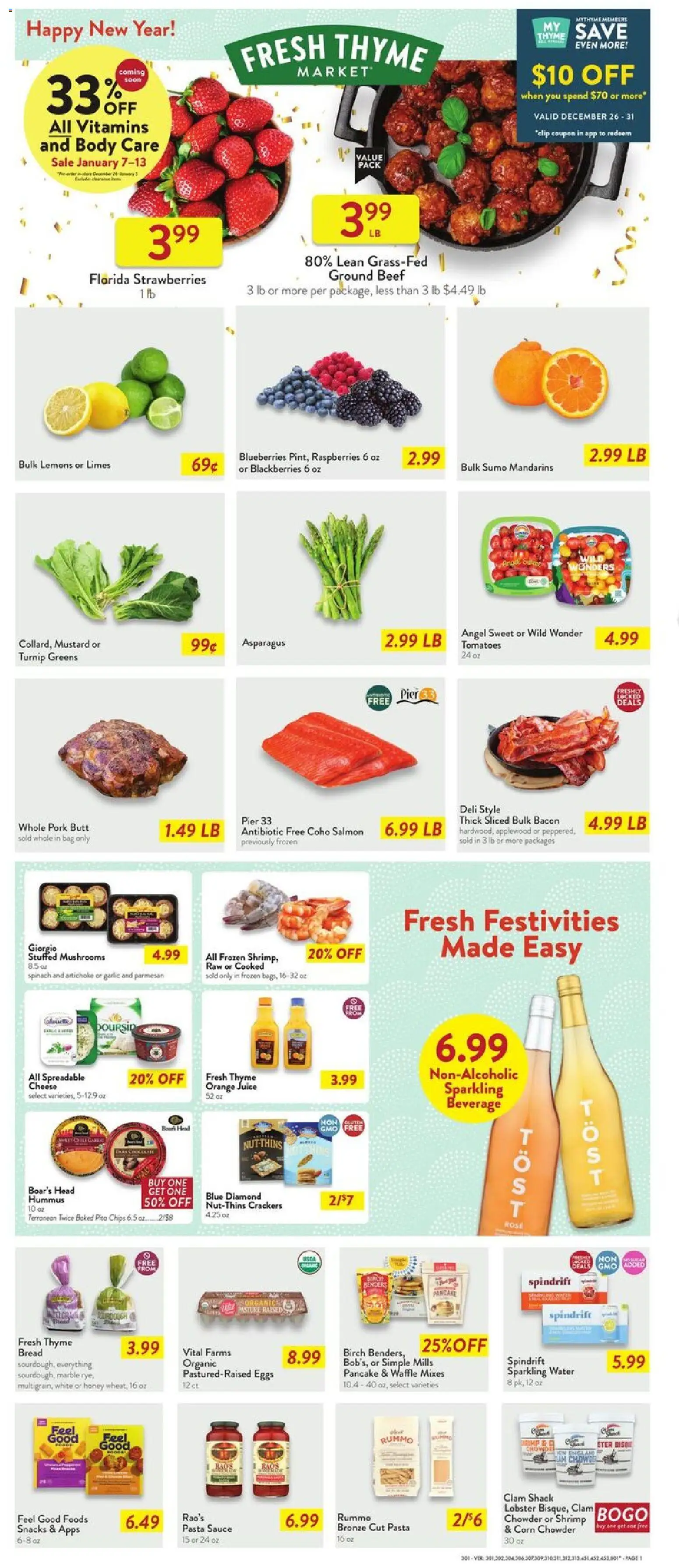 Fresh Thyme Weekly Ad - PA - valid from 26.12.2025 | Page: 2 | Products: Spinach, Bread, Strawberries, Chips
