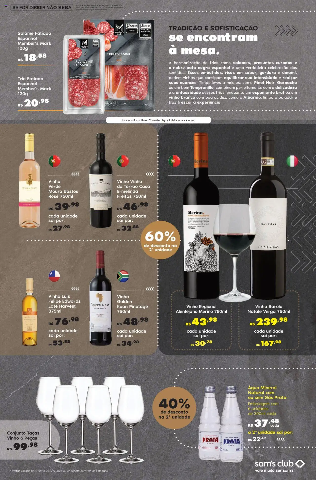 Sam's Club Folheto - válido de 17.06.2025 | Página: 13 | Produtos: Taças, Salame, Vinho, Água mineral