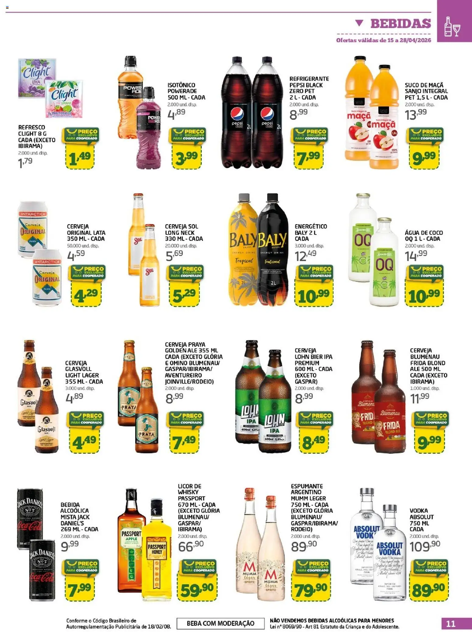 Cooper Folheto - válido de 15.04.2026 | Página: 11 | Produtos: Refresco, Licor, Cerveja, Vodka