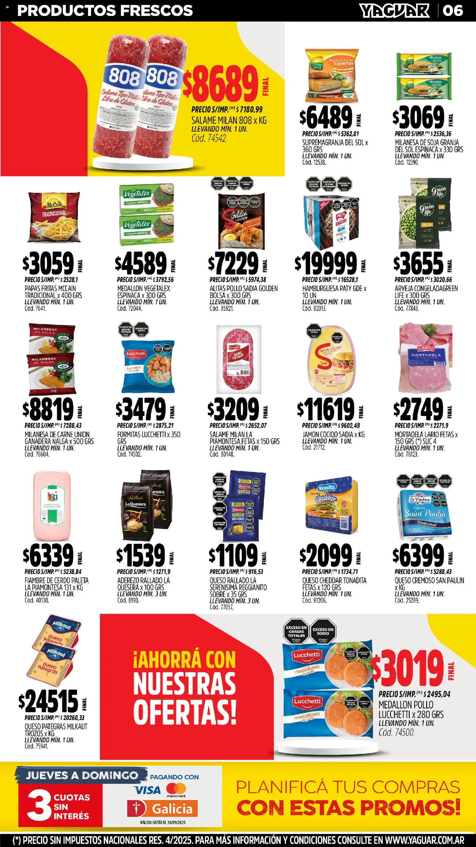 Yaguar - José C. Paz │ válido desde el 27.10.2025 | Página: 6 | Productos: Sobre, Mortadela, Queso, Espinaca