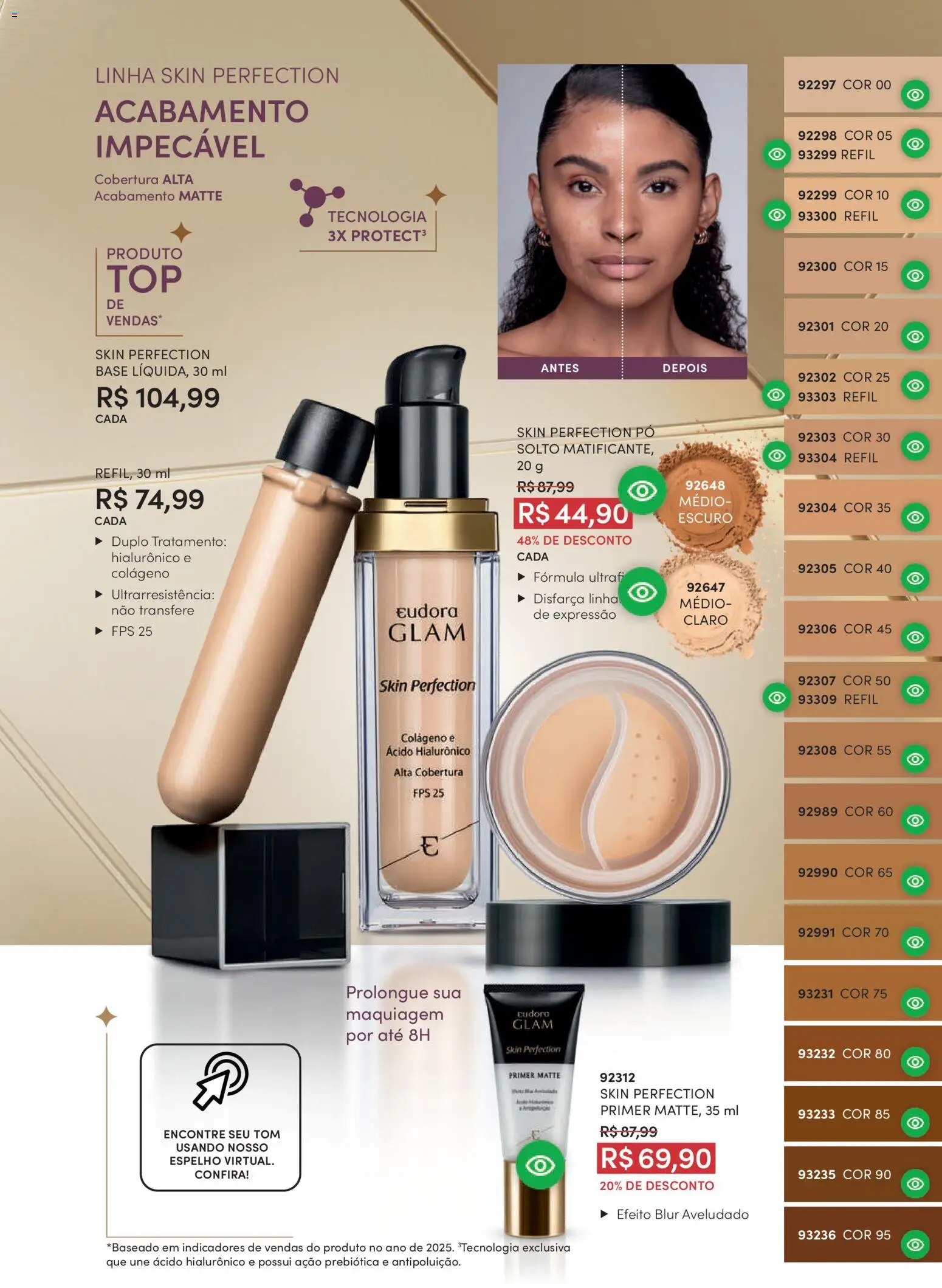 Eudora Folheto - válido de 11.03.2026 | Página: 89 | Produtos: Colágeno, Espelho, Base, Primer