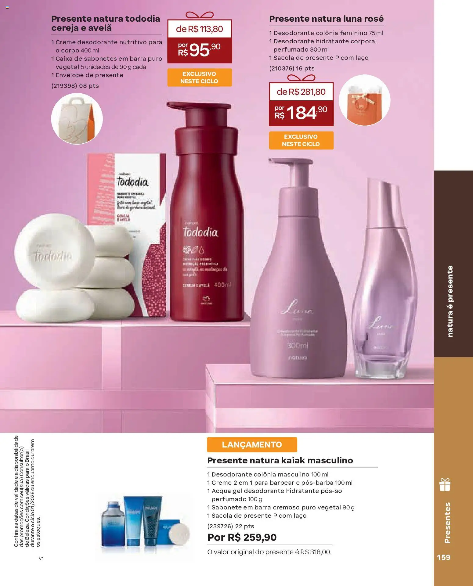Natura Folheto - válido de 26.12.2025 | Página: 159 | Produtos: Desodorante, Caixa, Creme, Avelã