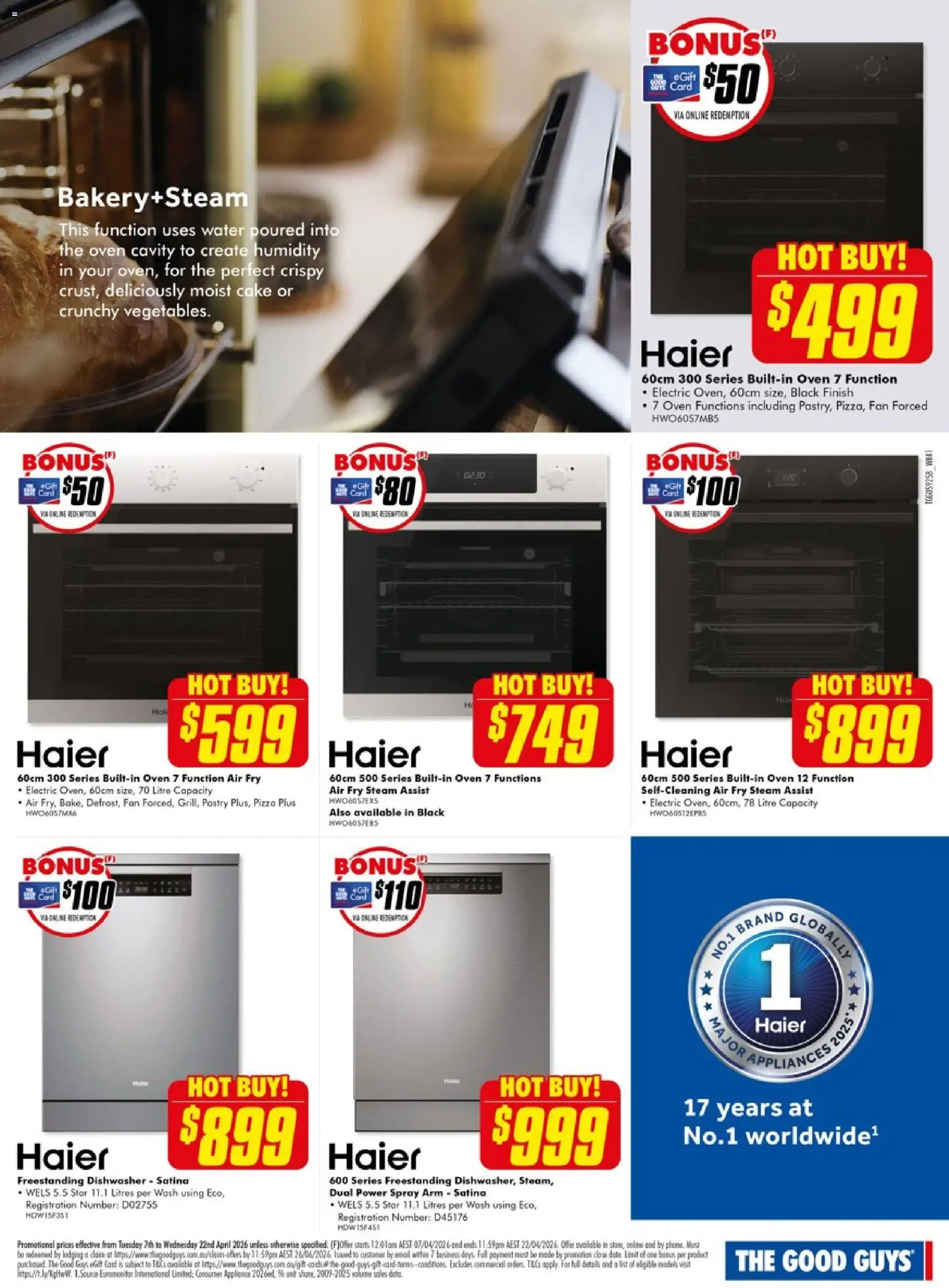 The Good Guys catalogue - valid from 06.04.2026 | Page: 9 | Products: Pizza, Water, Oven, Dishwasher