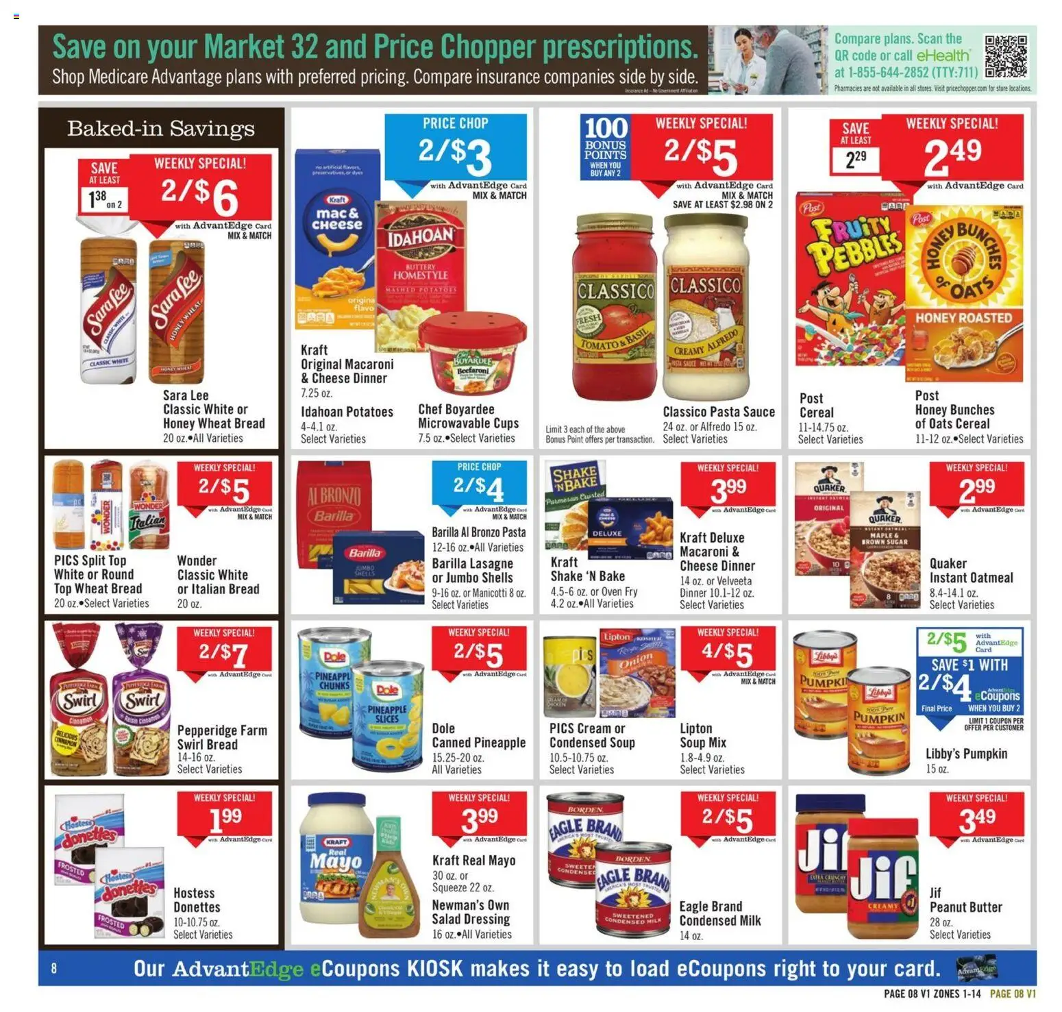 Price Chopper Weekly Ad - valid from 09.11.2025 | Page: 8 | Products: Cheese, Pasta, Salad, Onion
