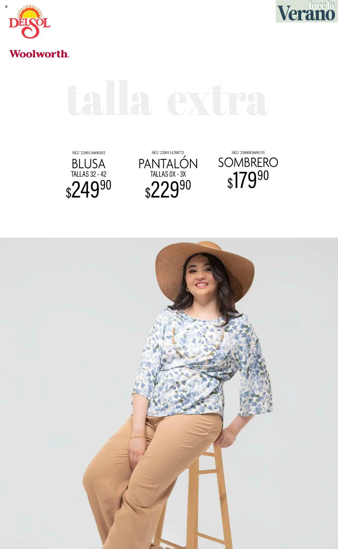 Nuevas ofertas de Del Sol y Woolworth válidas en toda la República Mexicana desde el 24.06.2025. ¡Encuentra las mejores ofertas en Del Sol y Woolworth catálogo Luce El Verano! | Página: 21 | Productos: Blusa, Sombrero